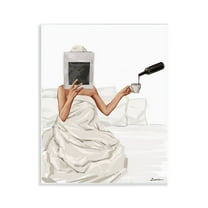 Stupell Industries Cozy in Bed with Drink People Painting Unframed Art Print Wall Art, 11 x 14