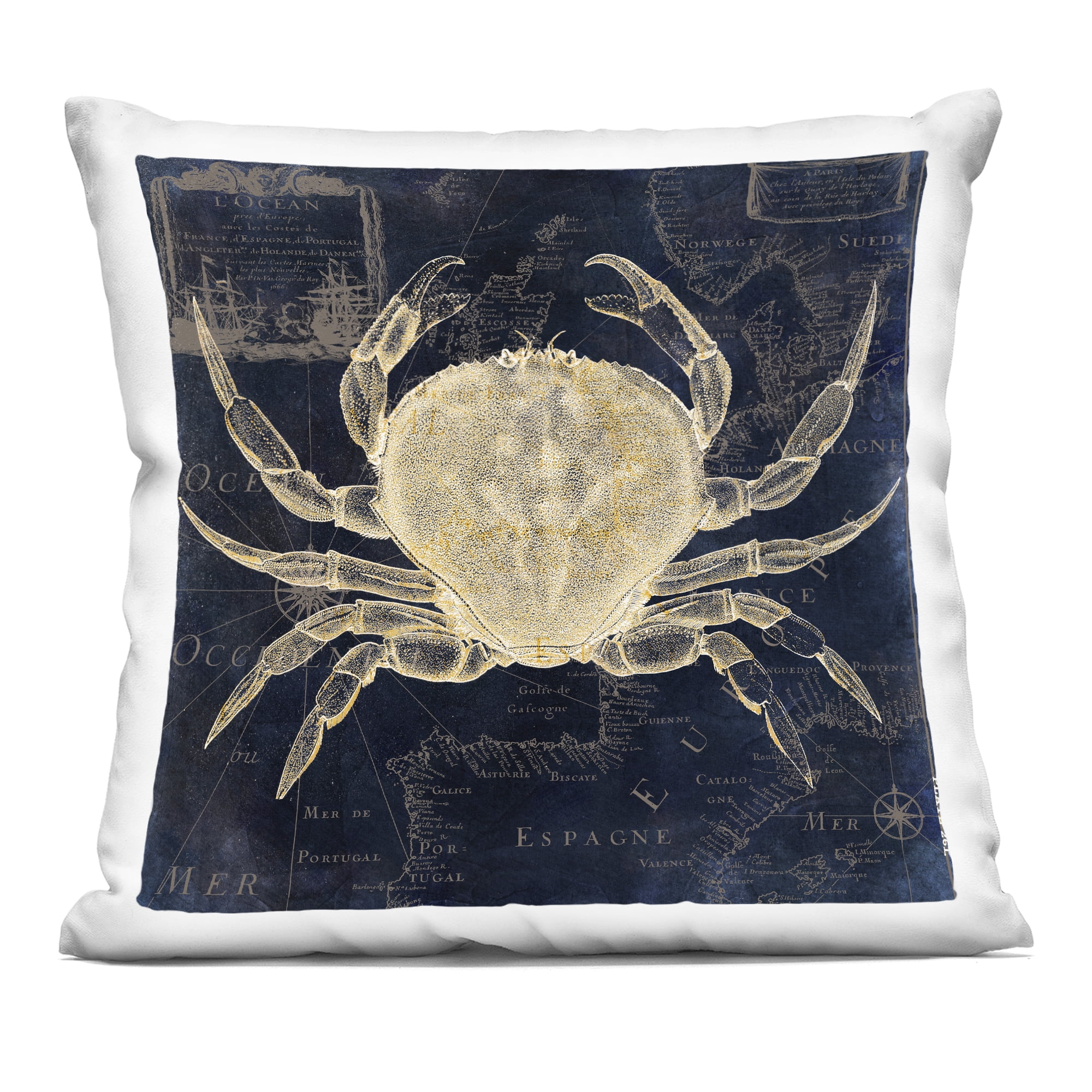 Stupell Industries Crab Contour over Map Decorative Printed Throw Pillow, design by Sasha