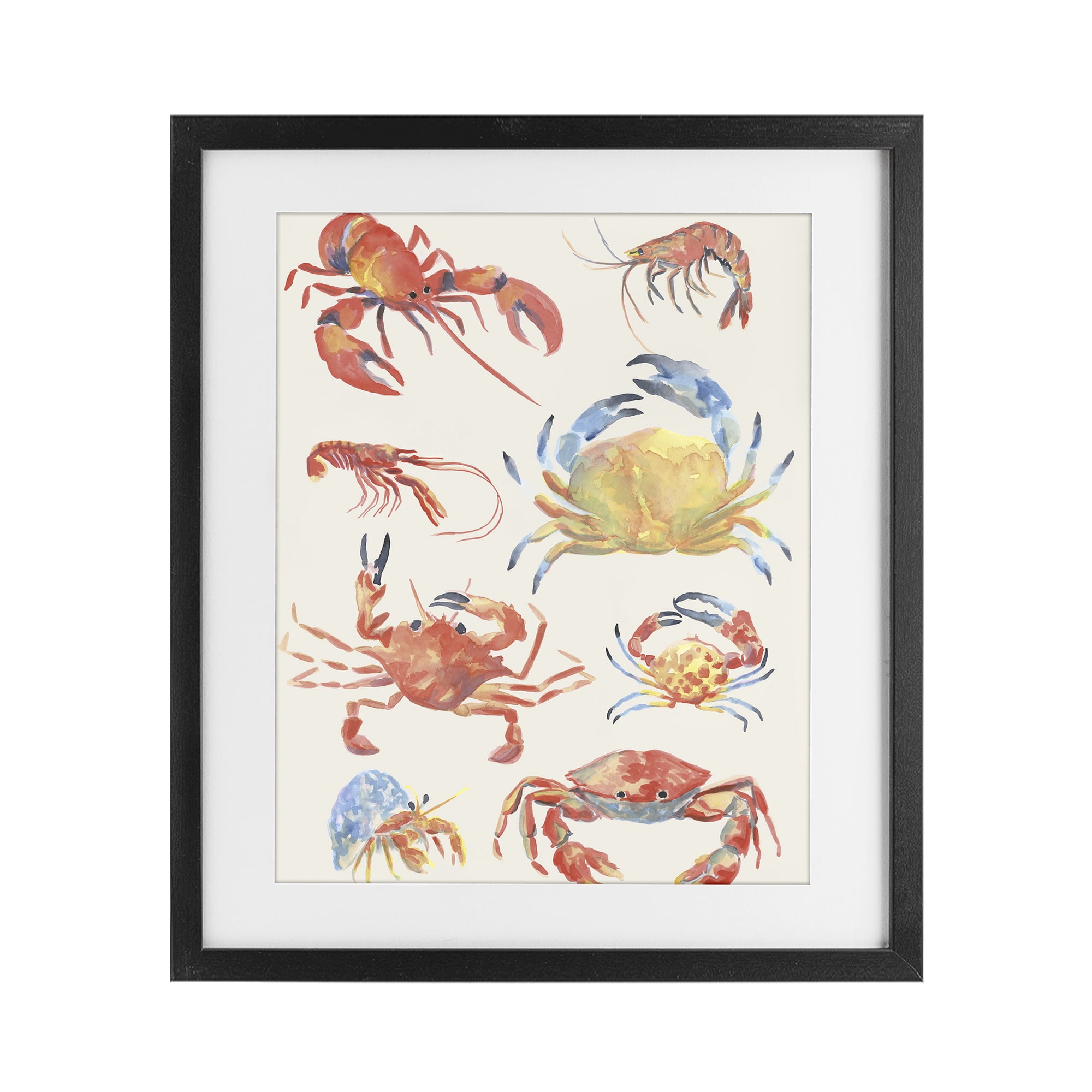 Stupell Industries Crab & Crustacean Collection Black Framed Print Under Glass, design by June Erica Vess