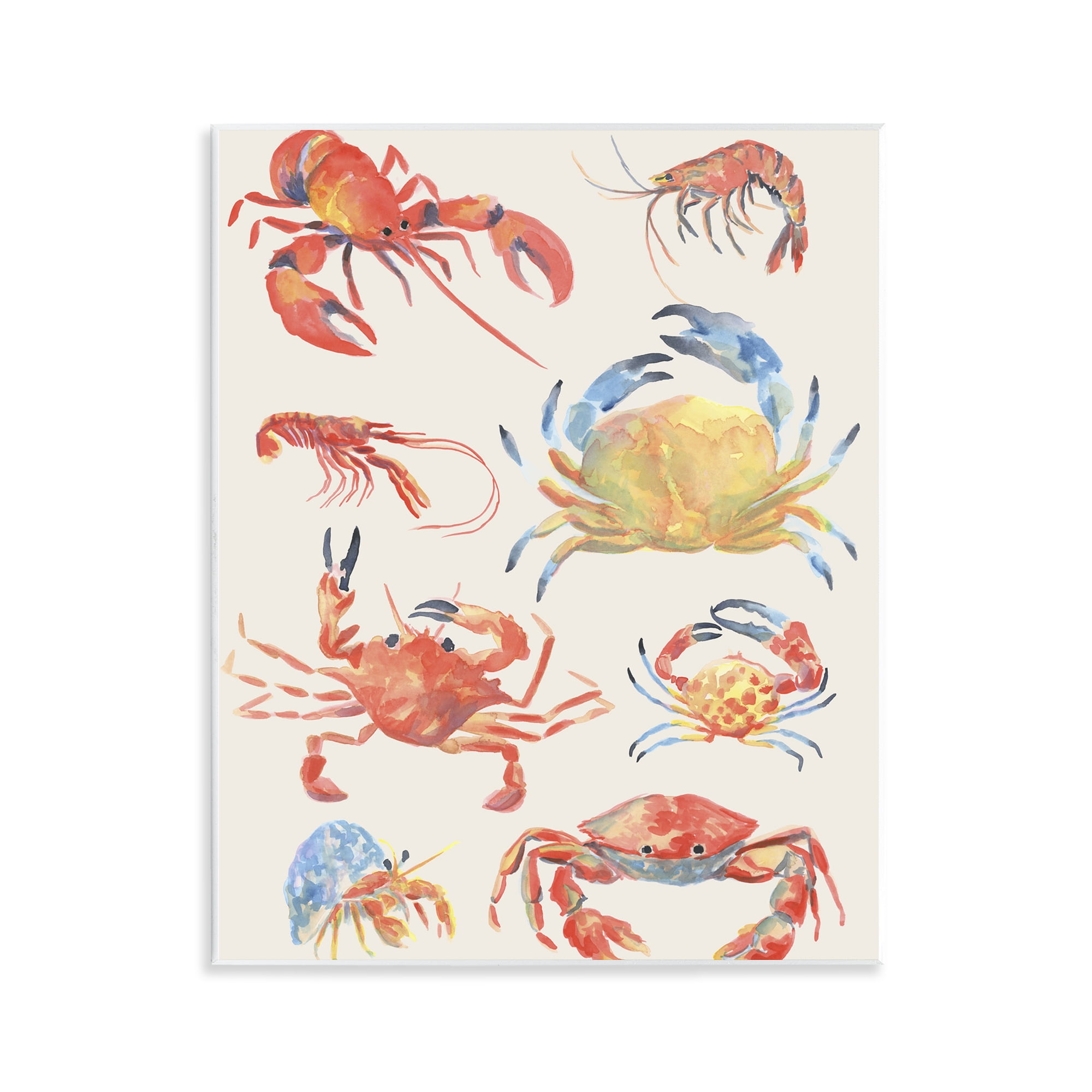 Stupell Industries Crab & Crustacean Collection Wall Plaque Art, design by June Erica Vess