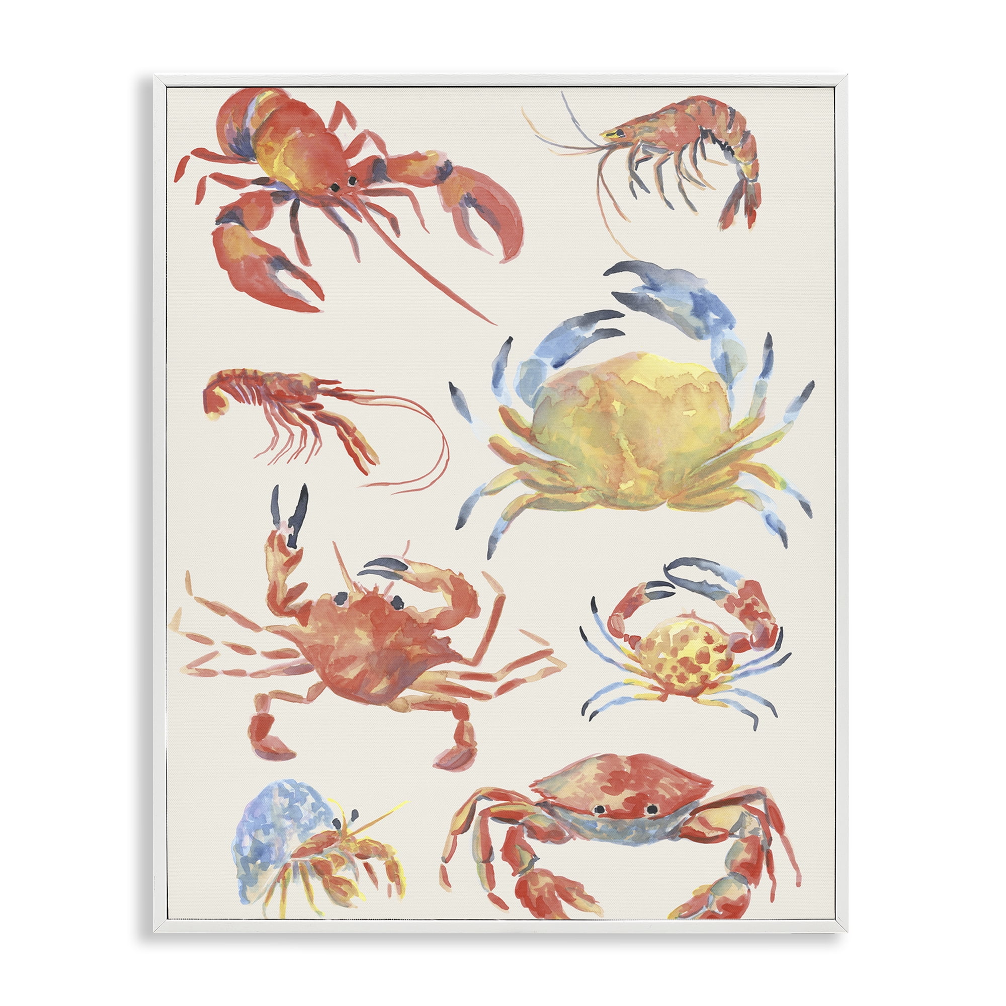 Stupell Industries Crab & Crustacean Collection White Framed Giclee Art, design by June Erica Vess