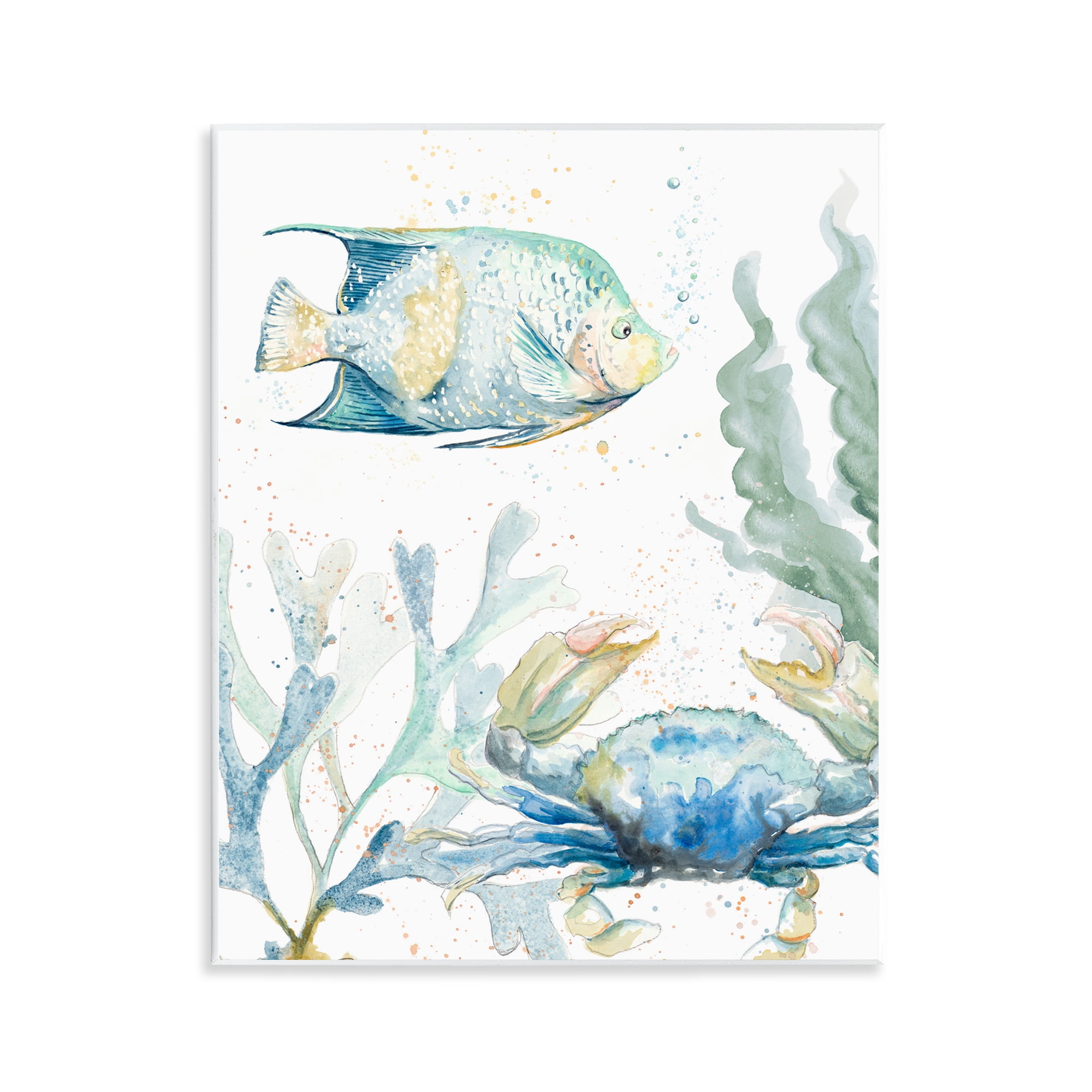 Stupell Industries Crab & Fish Scene Animals & Insects Painting Unframed Art Print Wall Art, 11 x 14