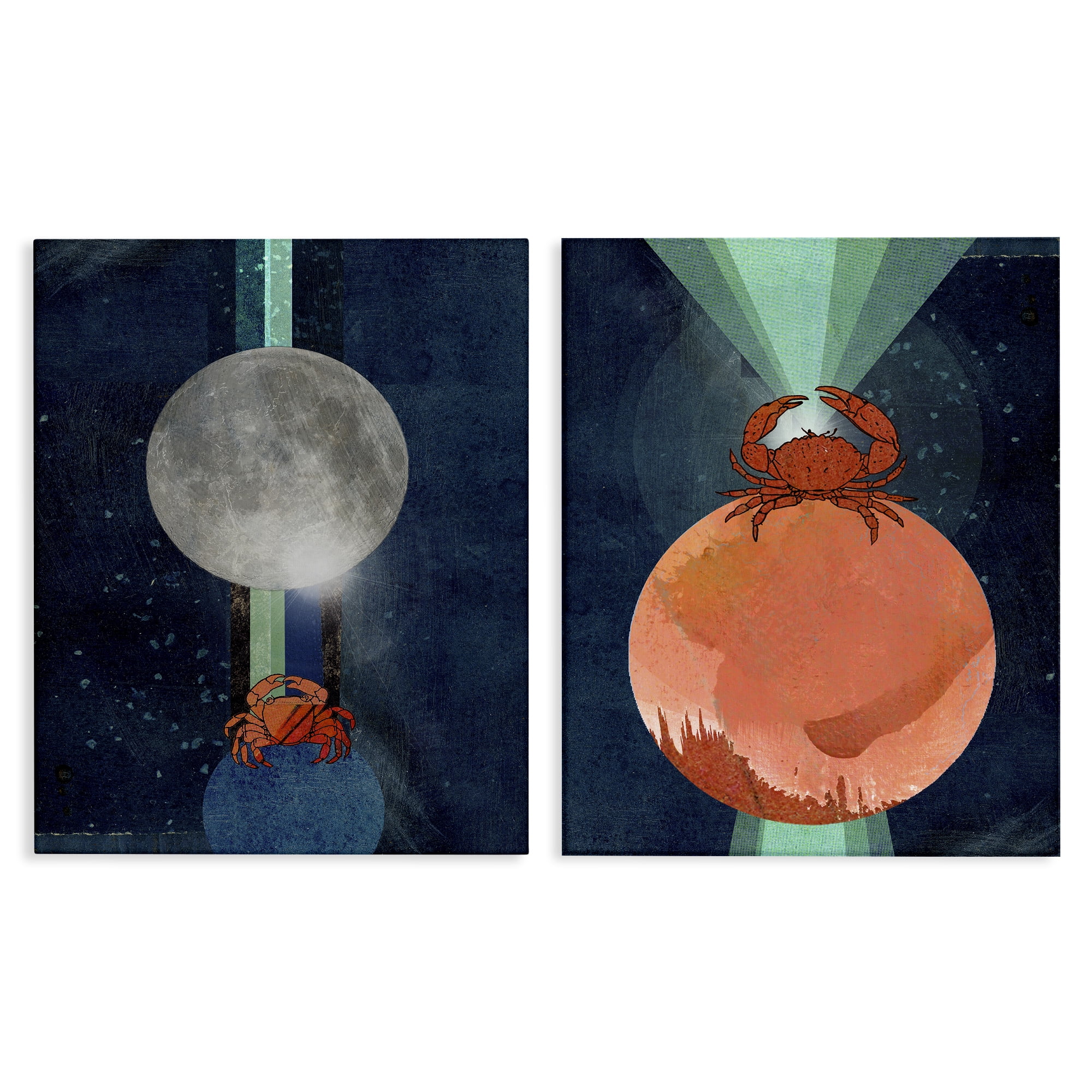 Stupell Industries Crab Orbs Light Rays Nautical & Beach Painting Wrapped Canvas Art Print Wall Art, 16 x 20, Set of 2
