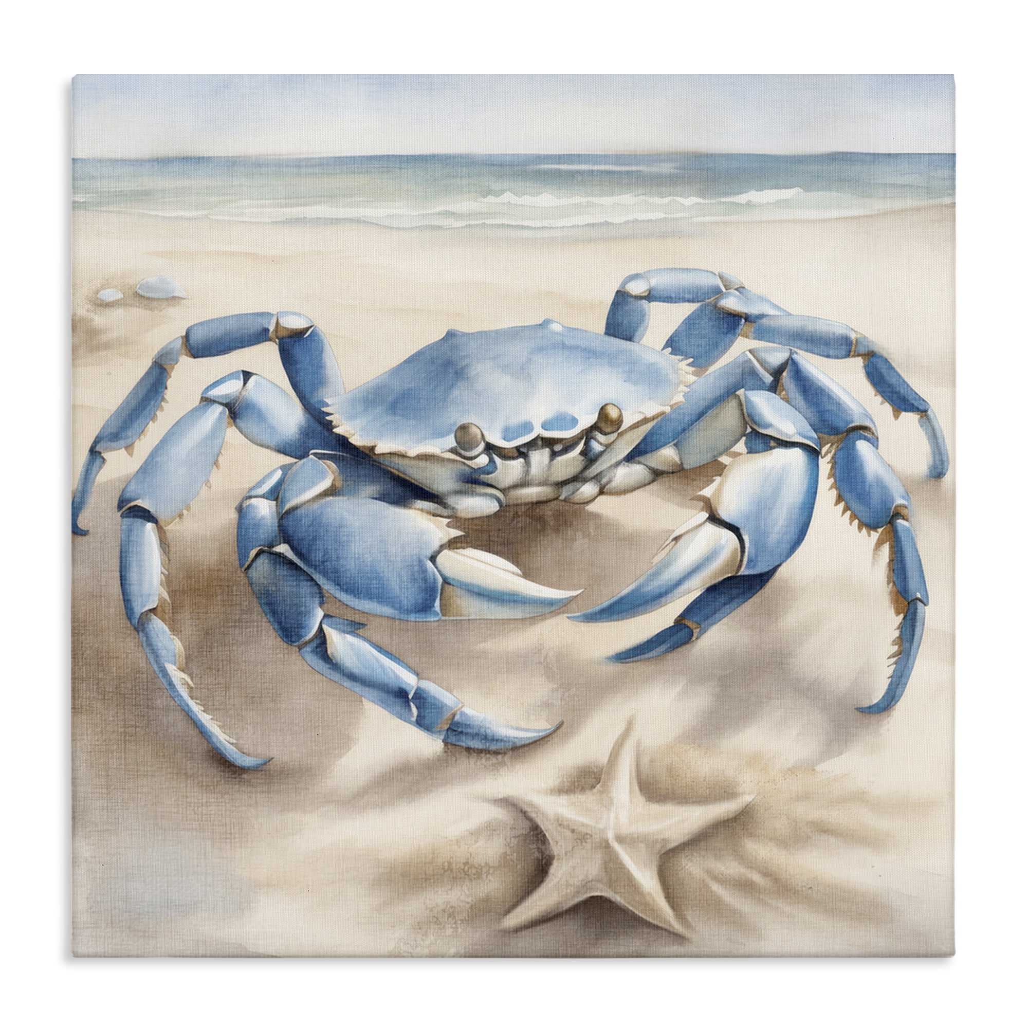 Stupell Industries Crab & Starfish on Beach Animals & Insects Painting Gallery Wrapped Canvas Art Print Wall Art, 36 x 36