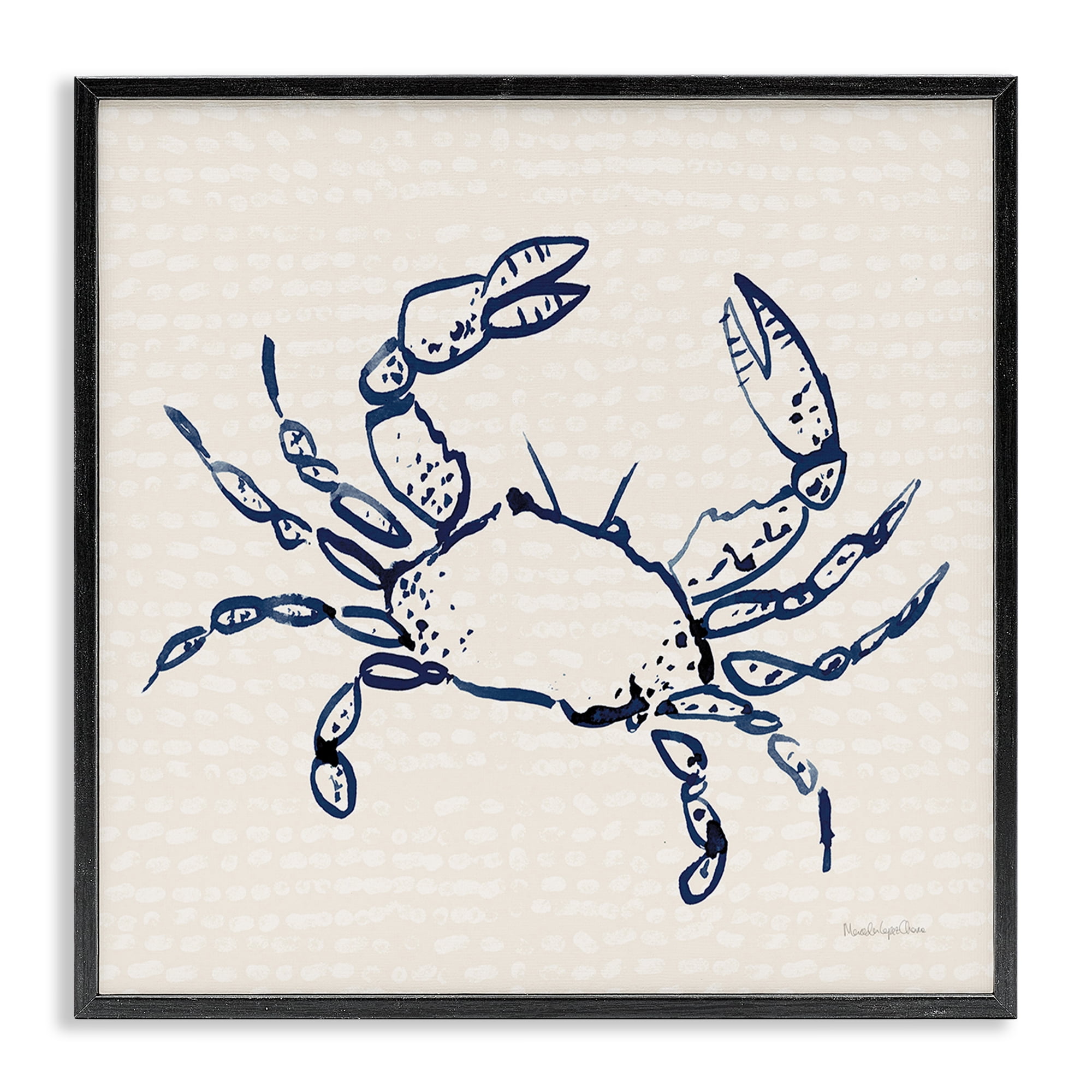 Stupell Industries Crab with Dotted Background Animals & Insects Painting Black Framed Art Print Wall Art, 17 x 17