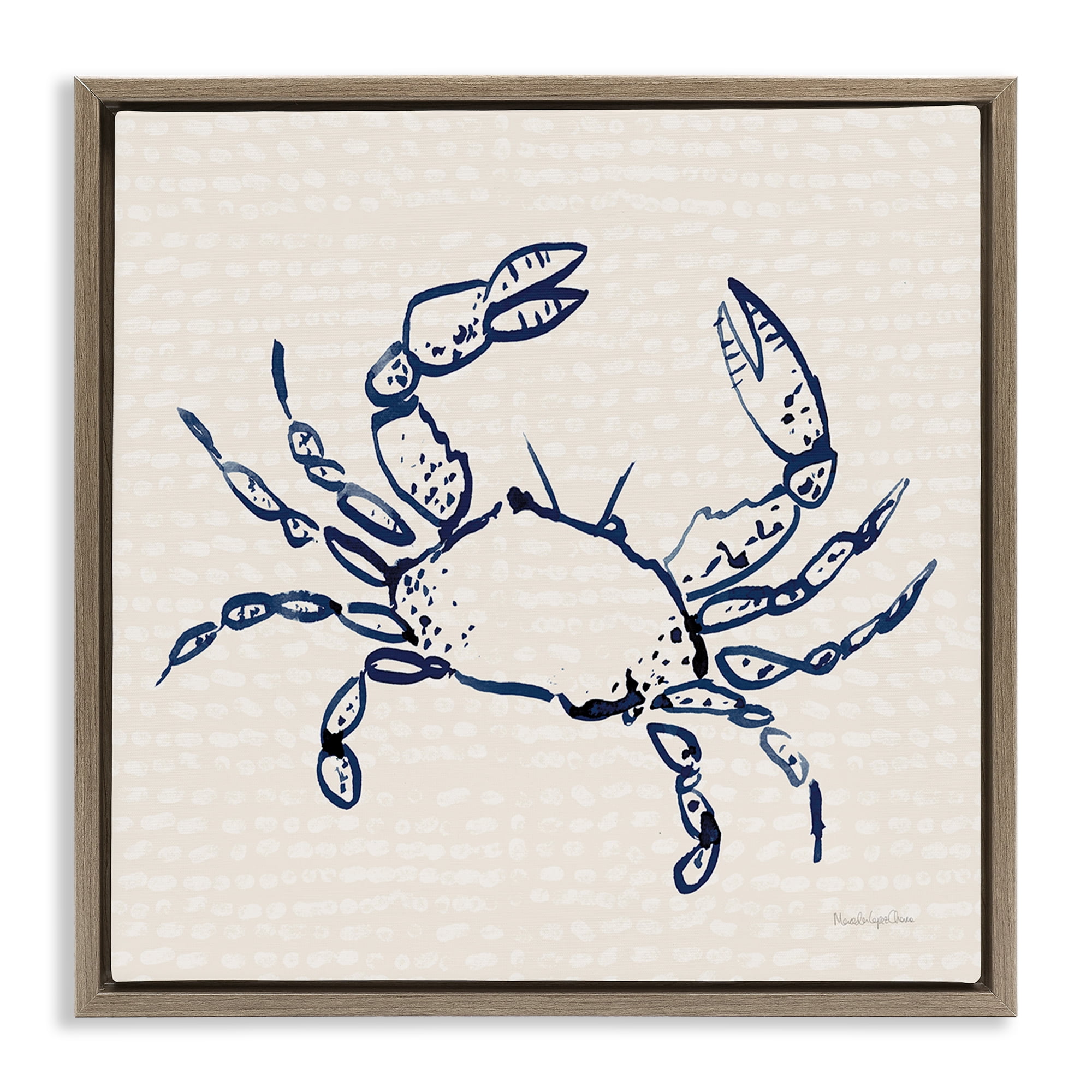 Stupell Industries Crab with Dotted Background Animals & Insects Painting Brown Floater Framed Canvas Art Print Wall Art, 18 x 18