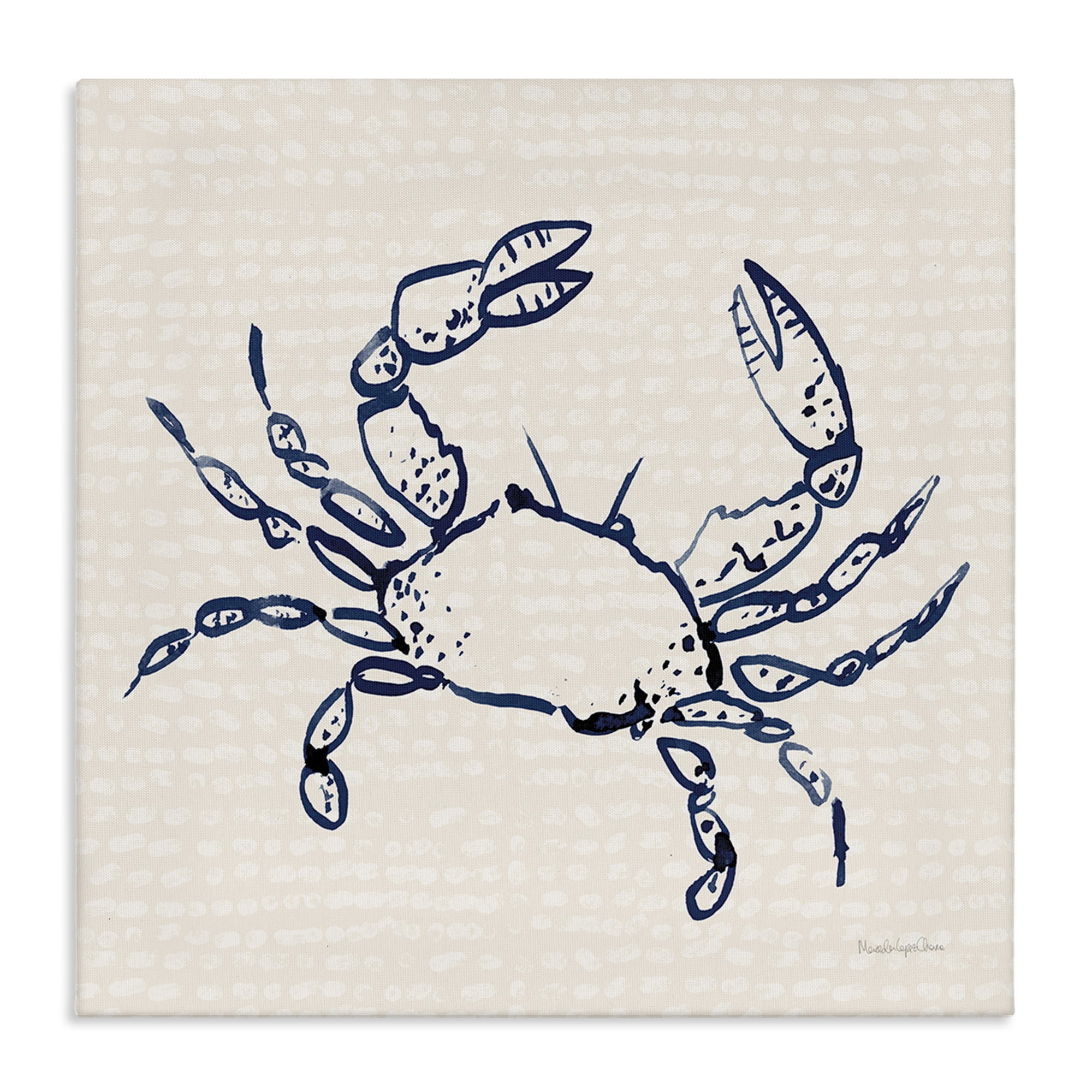 Stupell Industries Crab with Dotted Background Animals & Insects Painting Gallery Wrapped Canvas Art Print Wall Art, 36 x 36