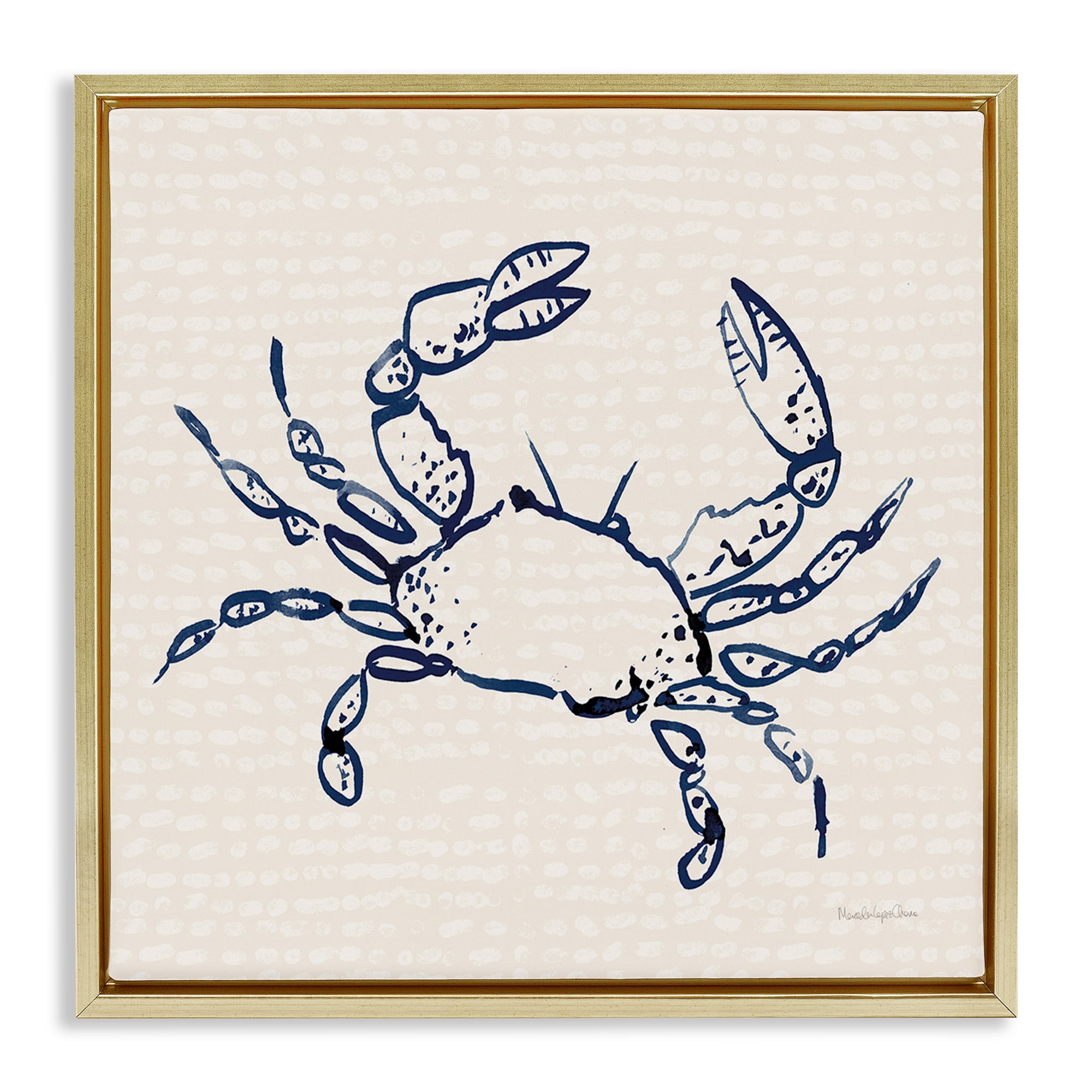Stupell Industries Crab with Dotted Background Animals & Insects Painting Gold Floater Framed Canvas Art Print Wall Art, 25 x 25