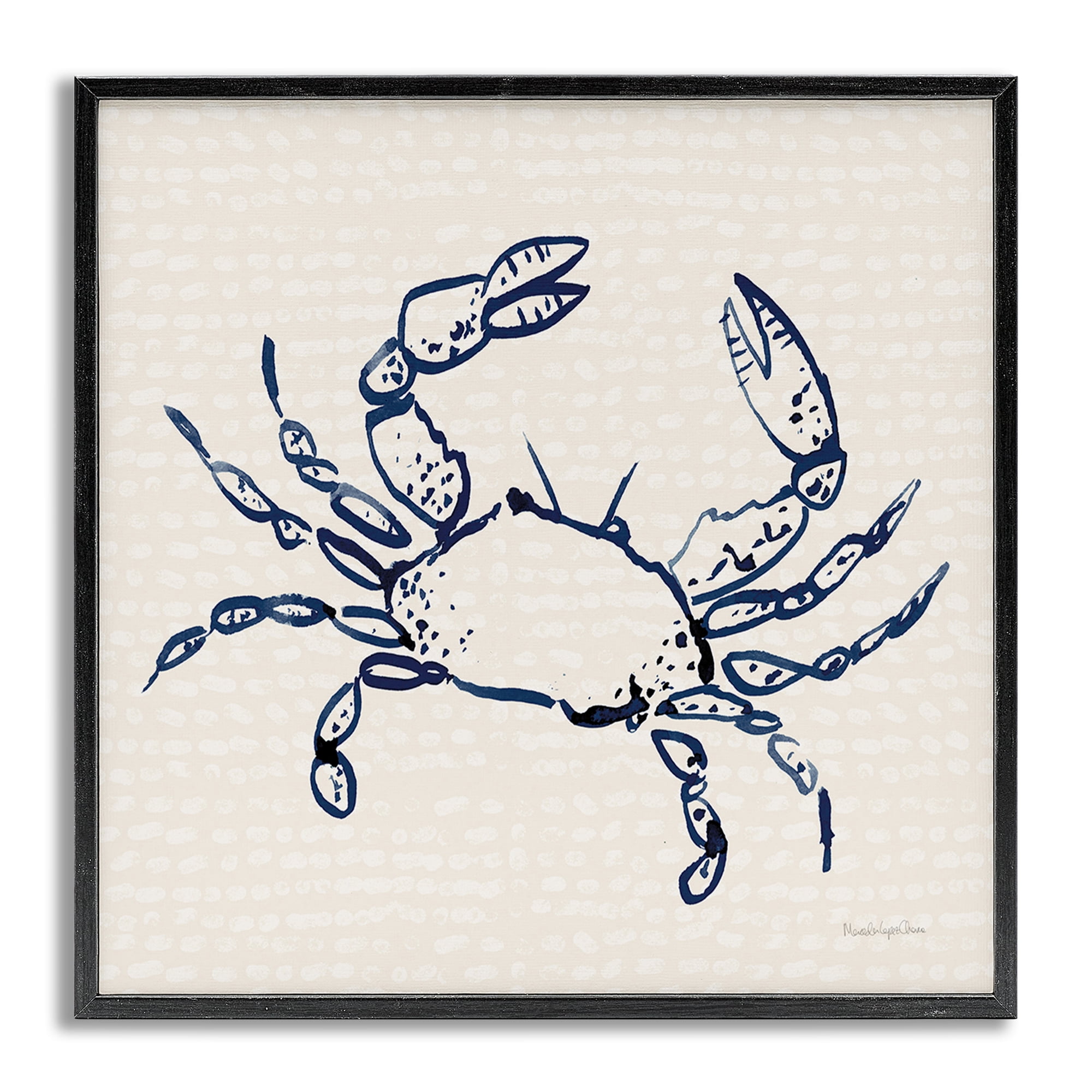 Stupell Industries Crab with Dotted Background Animals & Insects Painting Gray Framed Art Print Wall Art, 24 x 24
