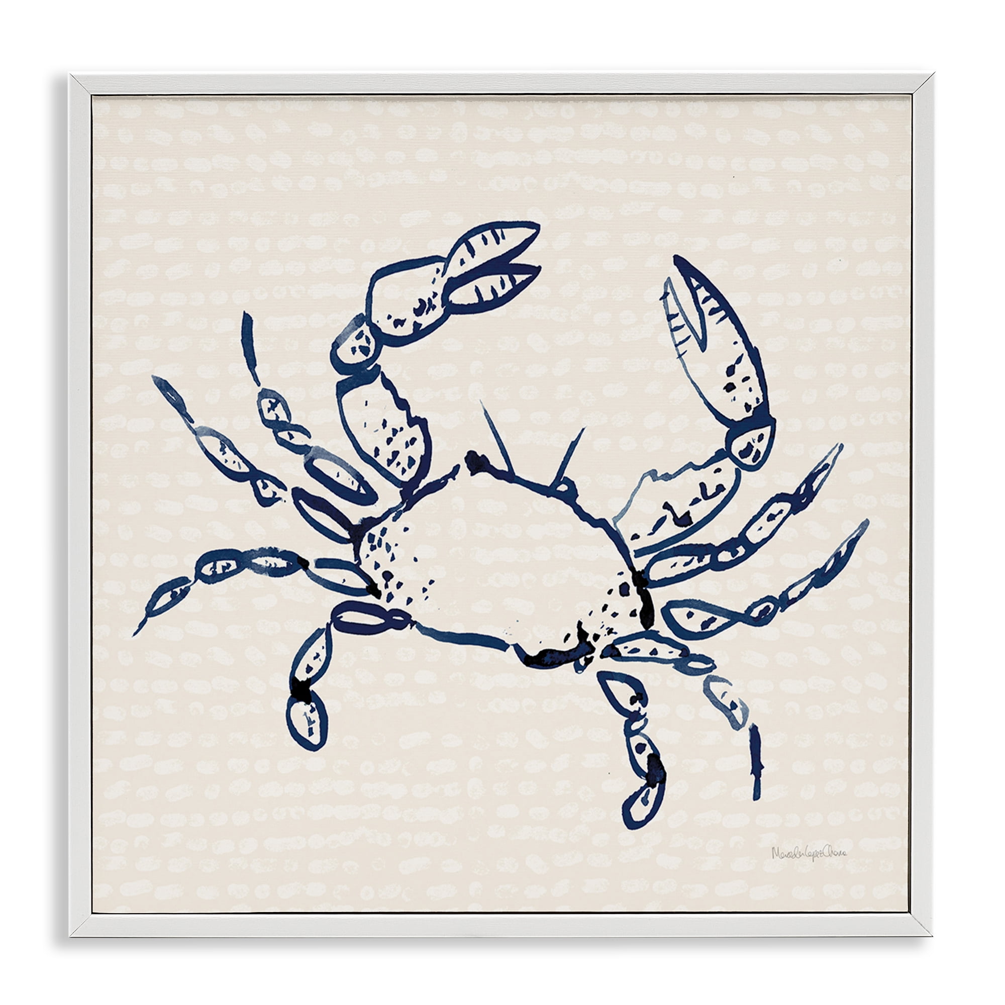 Stupell Industries Crab with Dotted Background Animals & Insects Painting White Framed Art Print Wall Art, 17 x 17