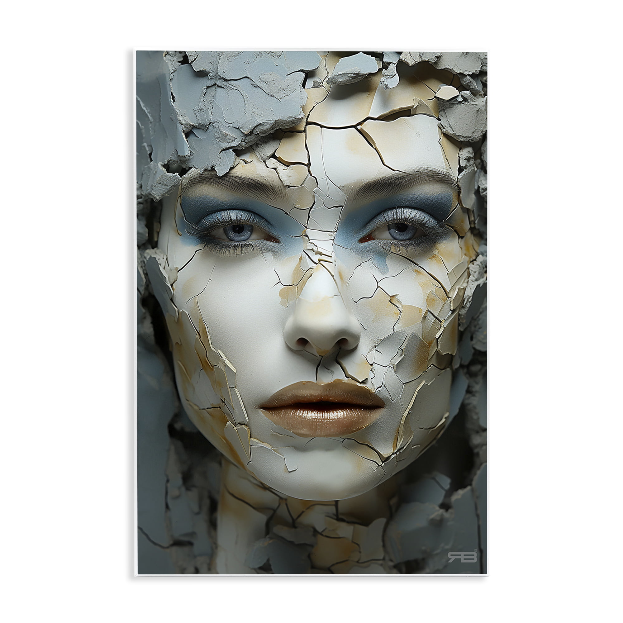 Stupell Industries Cracked Face Abstraction Novelty Painting Unframed Art Print Wall Art, 10 x 15