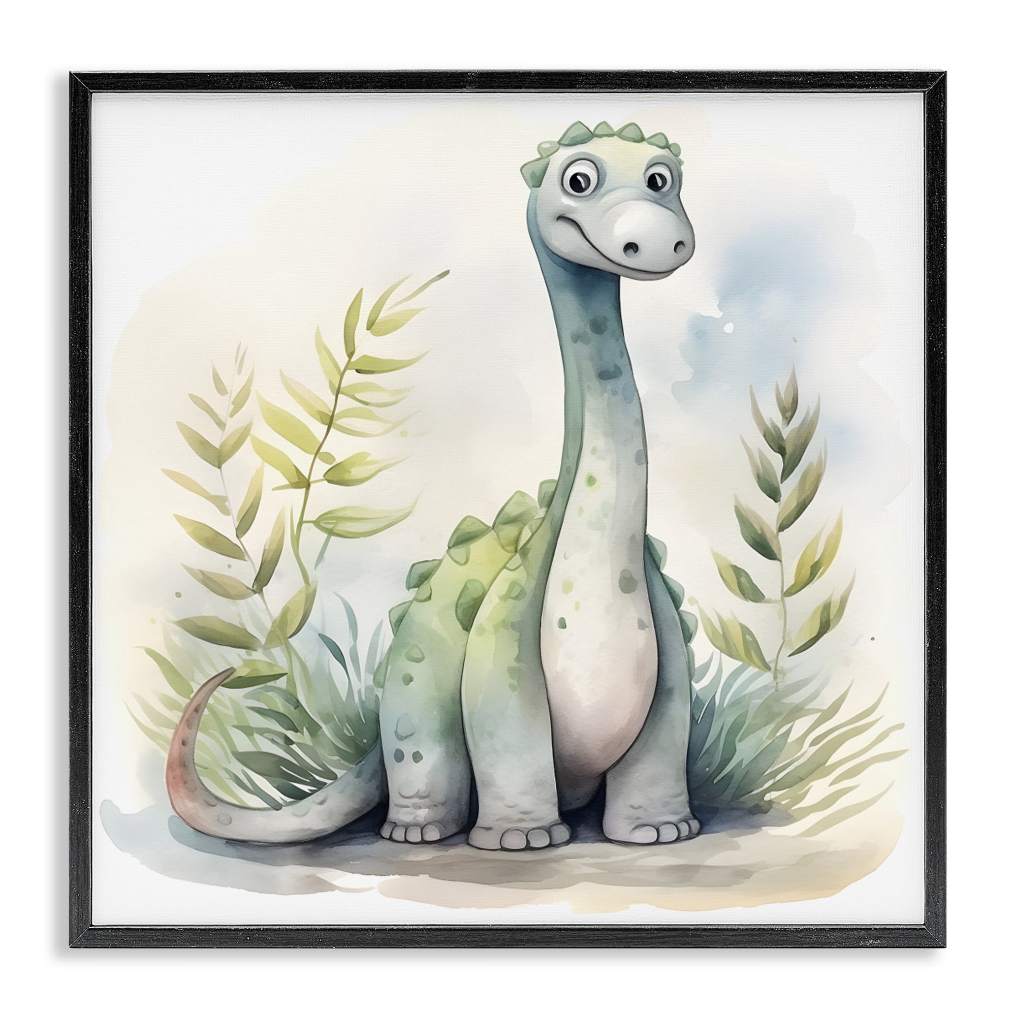 Stupell Industries Crafty Critters Dino Black Framed Giclee Art, design by Steve Hunziker