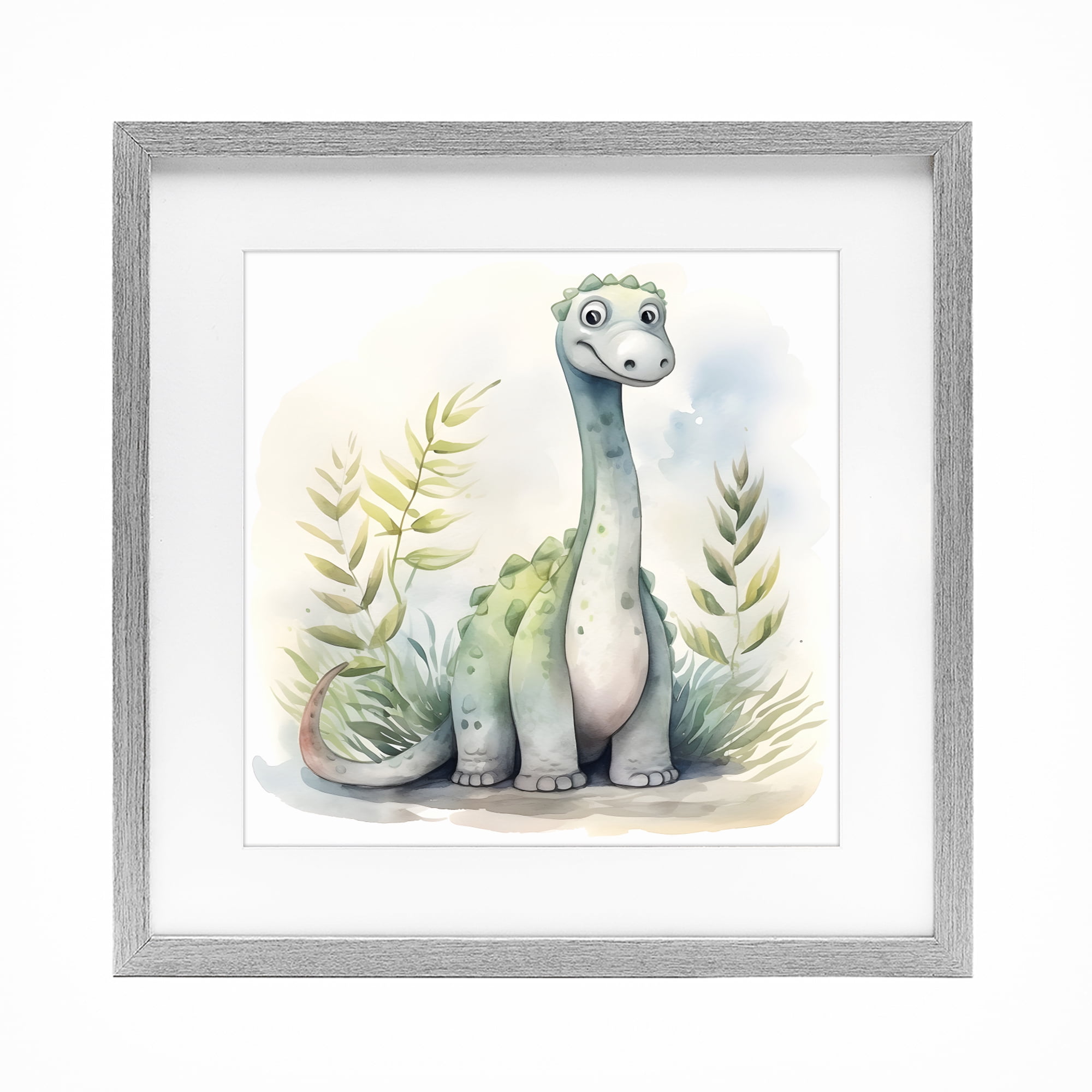 Stupell Industries Crafty Critters Dino Gray Framed Print Under Glass, design by Steve Hunziker
