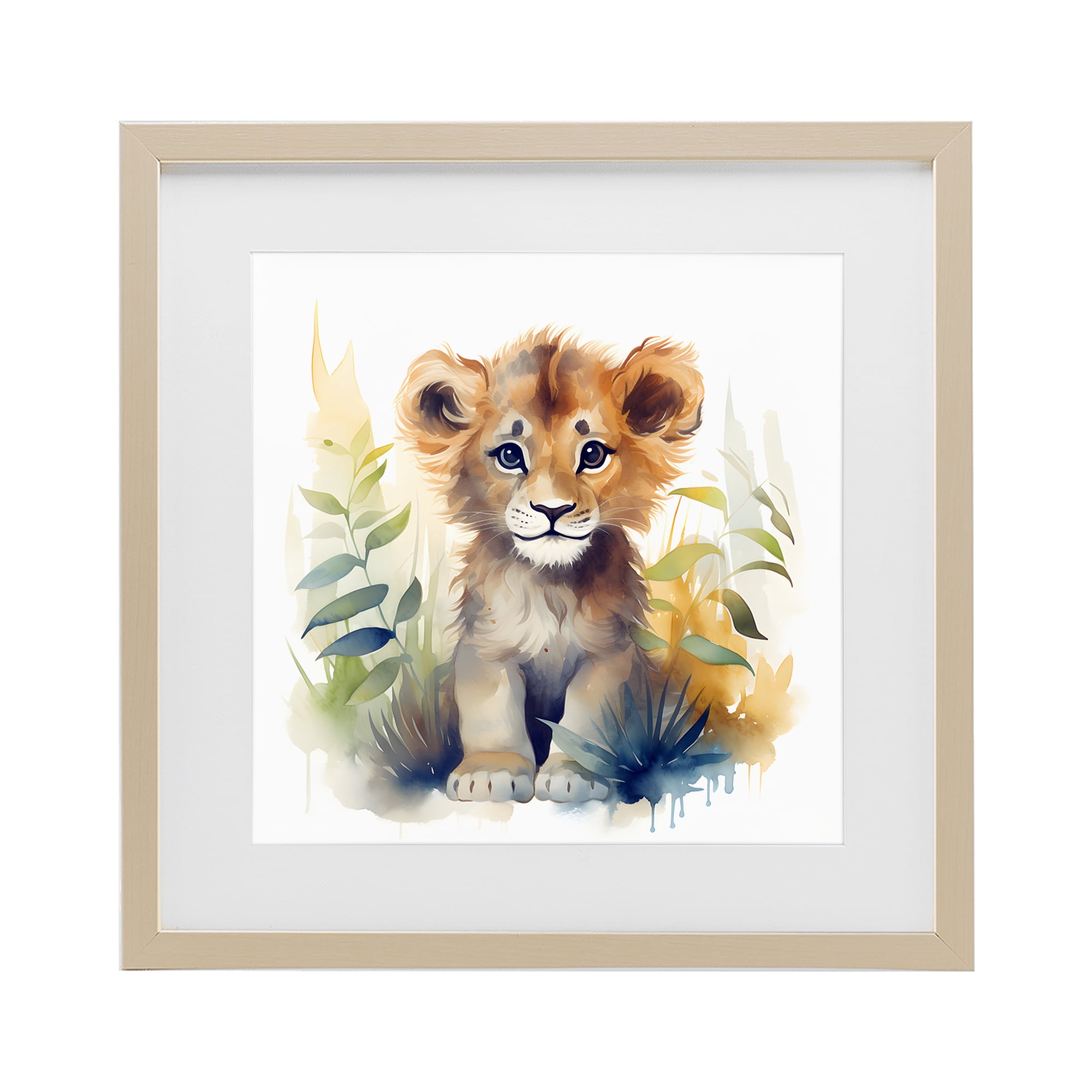 Stupell Industries Crafty Critters Lion Birch Framed Print Under Glass, design by Steve Hunziker