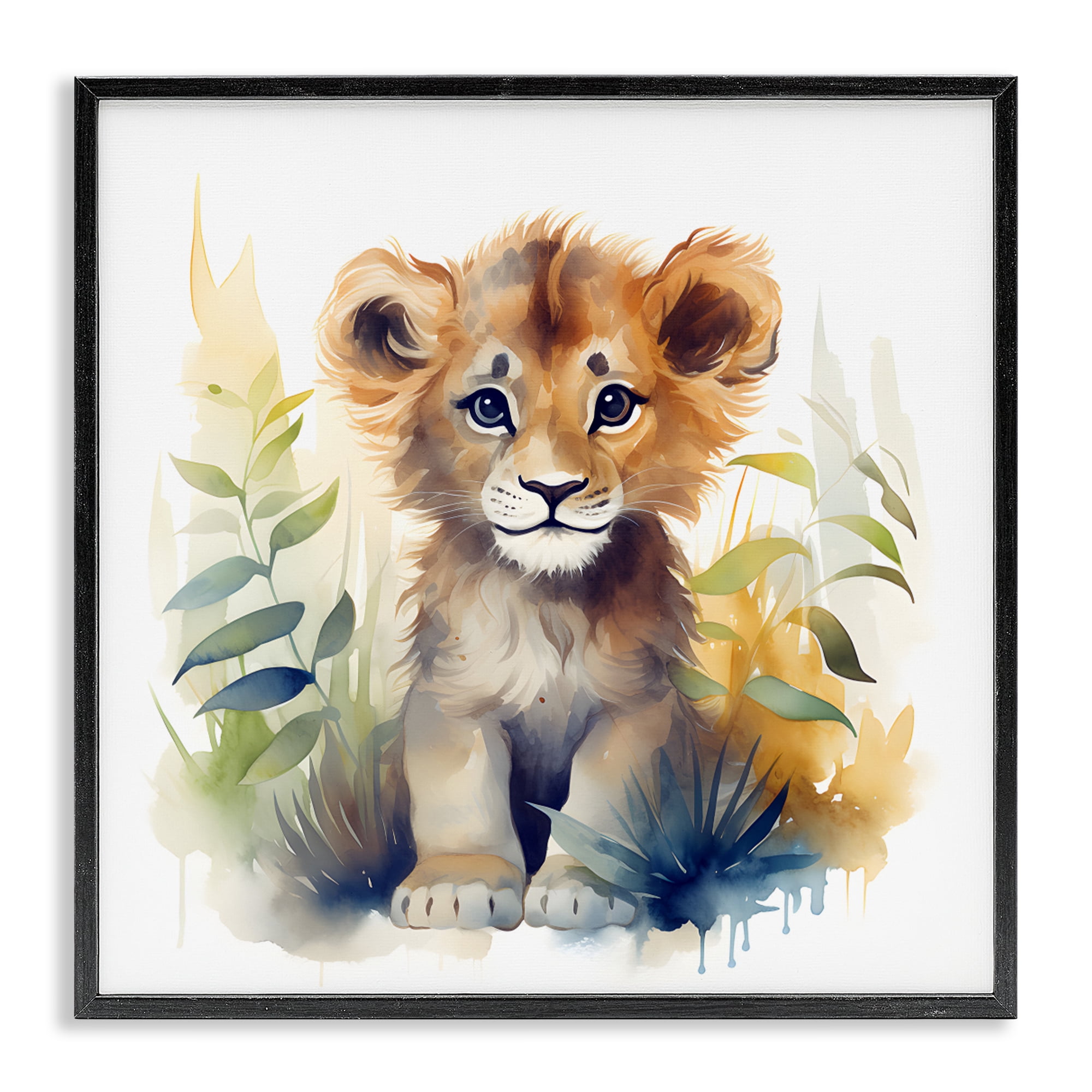 Stupell Industries Crafty Critters Lion Black Framed Giclee Art, design by Steve Hunziker
