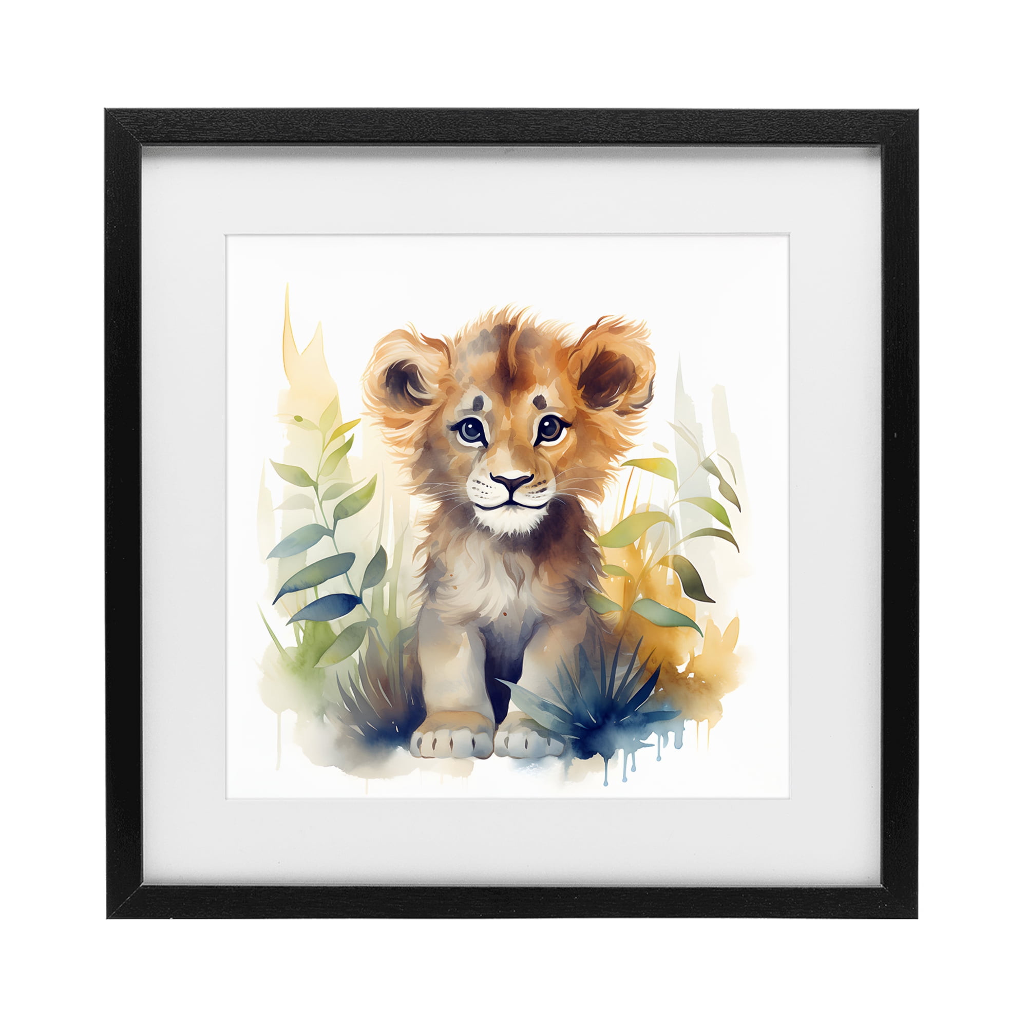 Stupell Industries Crafty Critters Lion Black Framed Print Under Glass, design by Steve Hunziker