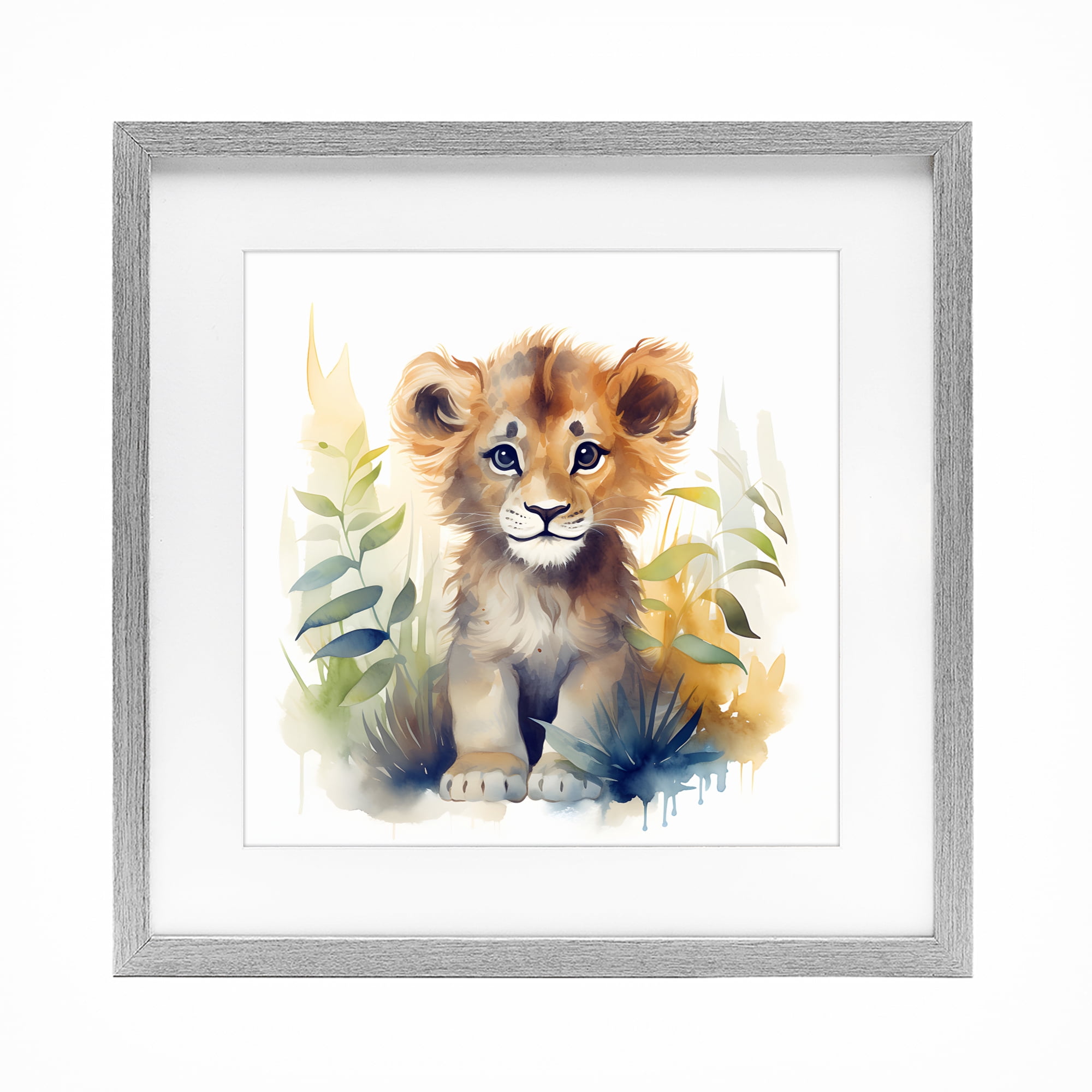 Stupell Industries Crafty Critters Lion Gray Framed Print Under Glass, design by Steve Hunziker