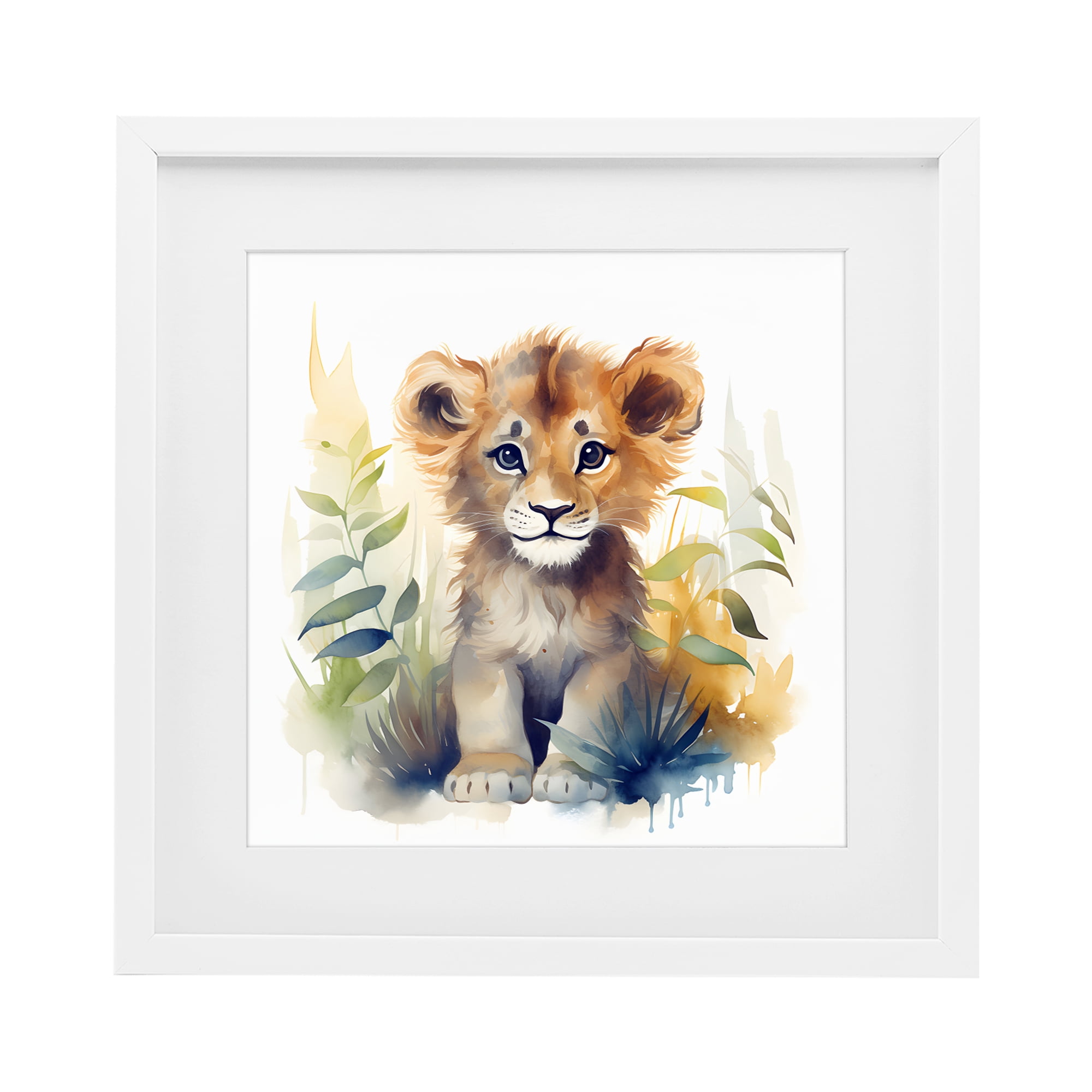 Stupell Industries Crafty Critters Lion White Framed Print Under Glass, design by Steve Hunziker
