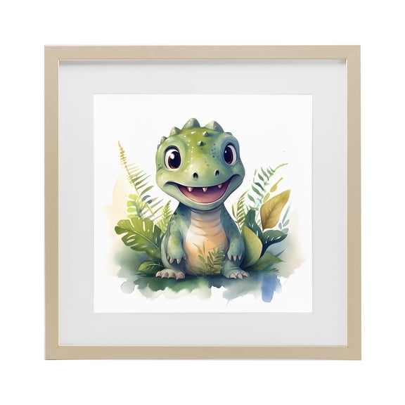 Stupell Industries Crafty Dino & Foliage Birch Framed Print Under Glass, design by Steve Hunziker