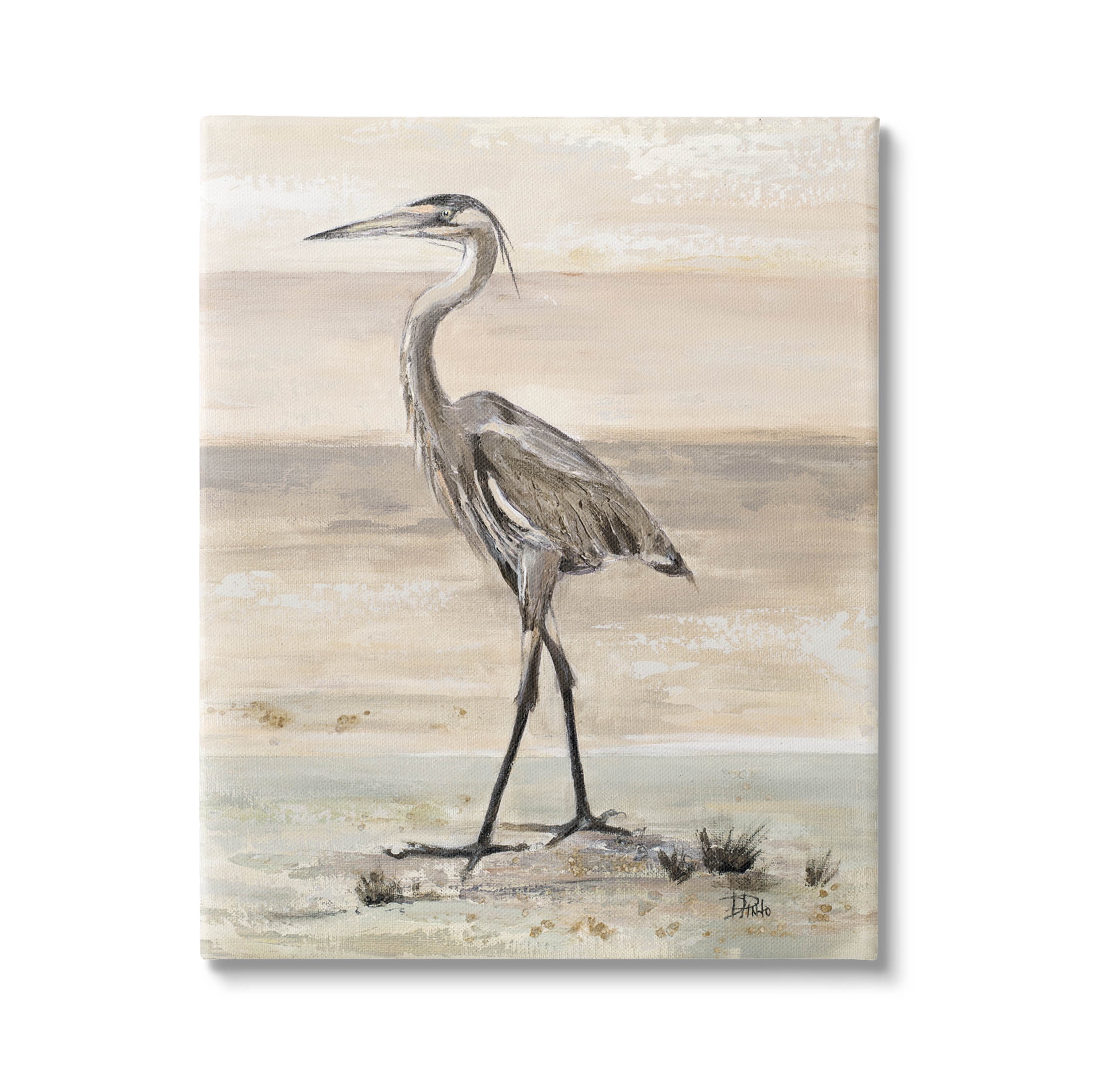 Stupell Industries Crane Bird Beach Shore Painting Gallery Wrapped Canvas Print Wall Art, Design by Patricia Pinto