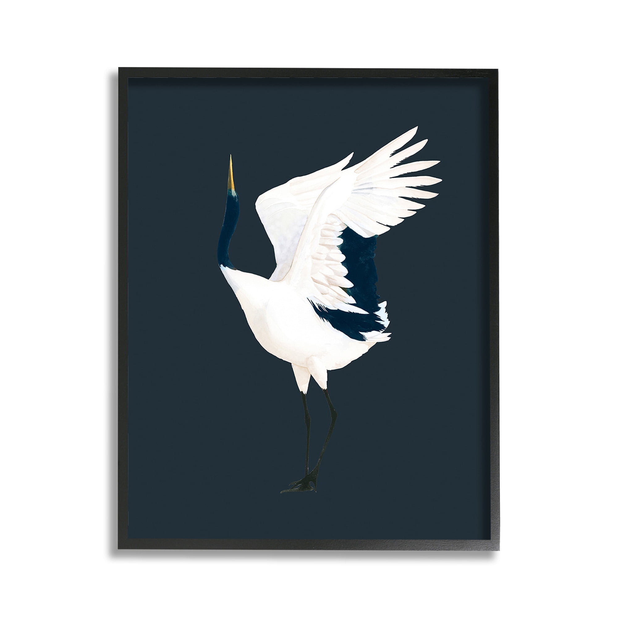 Stupell Industries Crane Bird Facing Left Animals & Insects Painting Black Framed Art Print Wall Art, 11 x 14