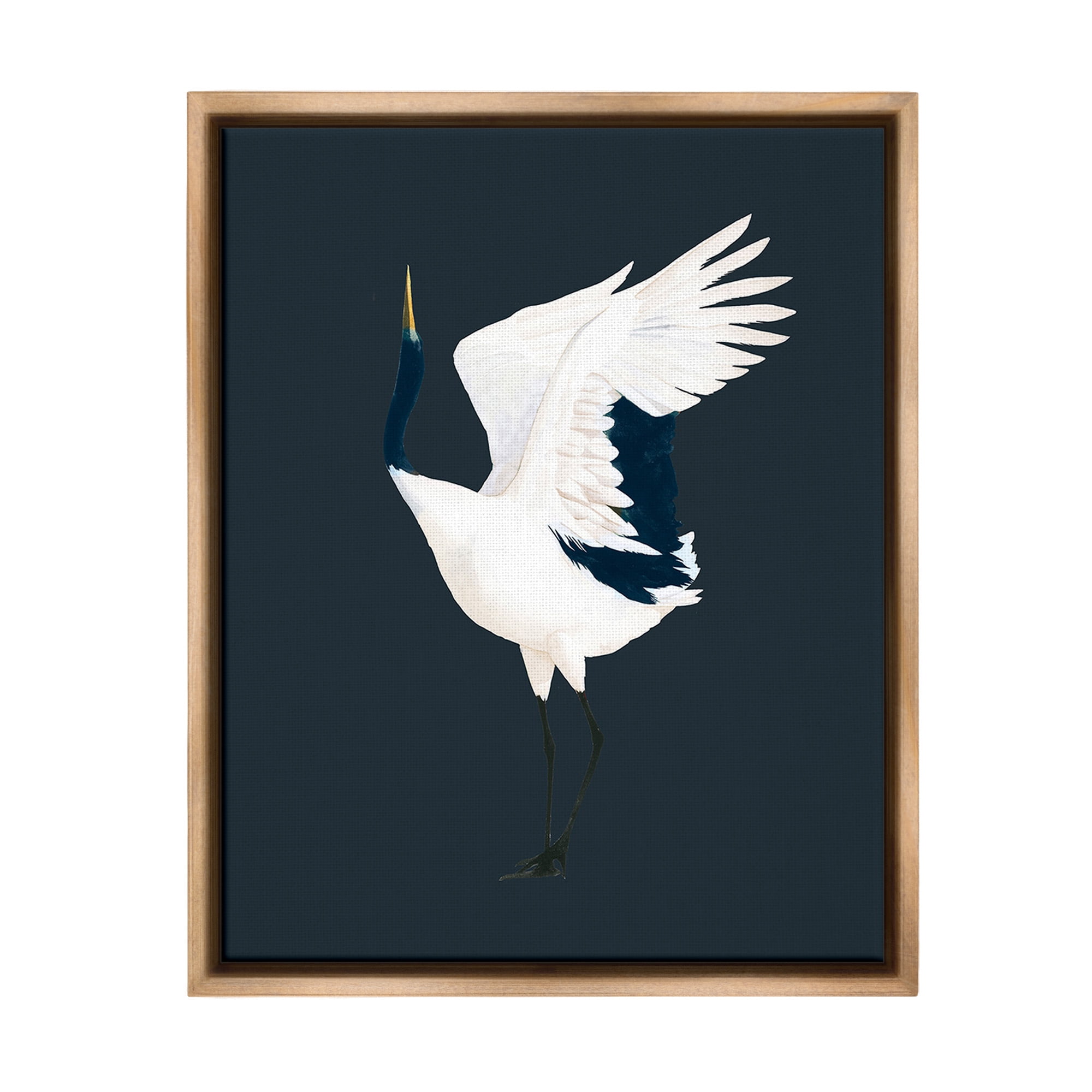 Stupell Industries Crane Bird Facing Left Animals & Insects Painting Brown Floater Framed Canvas Art Print Wall Art, 17 x 21