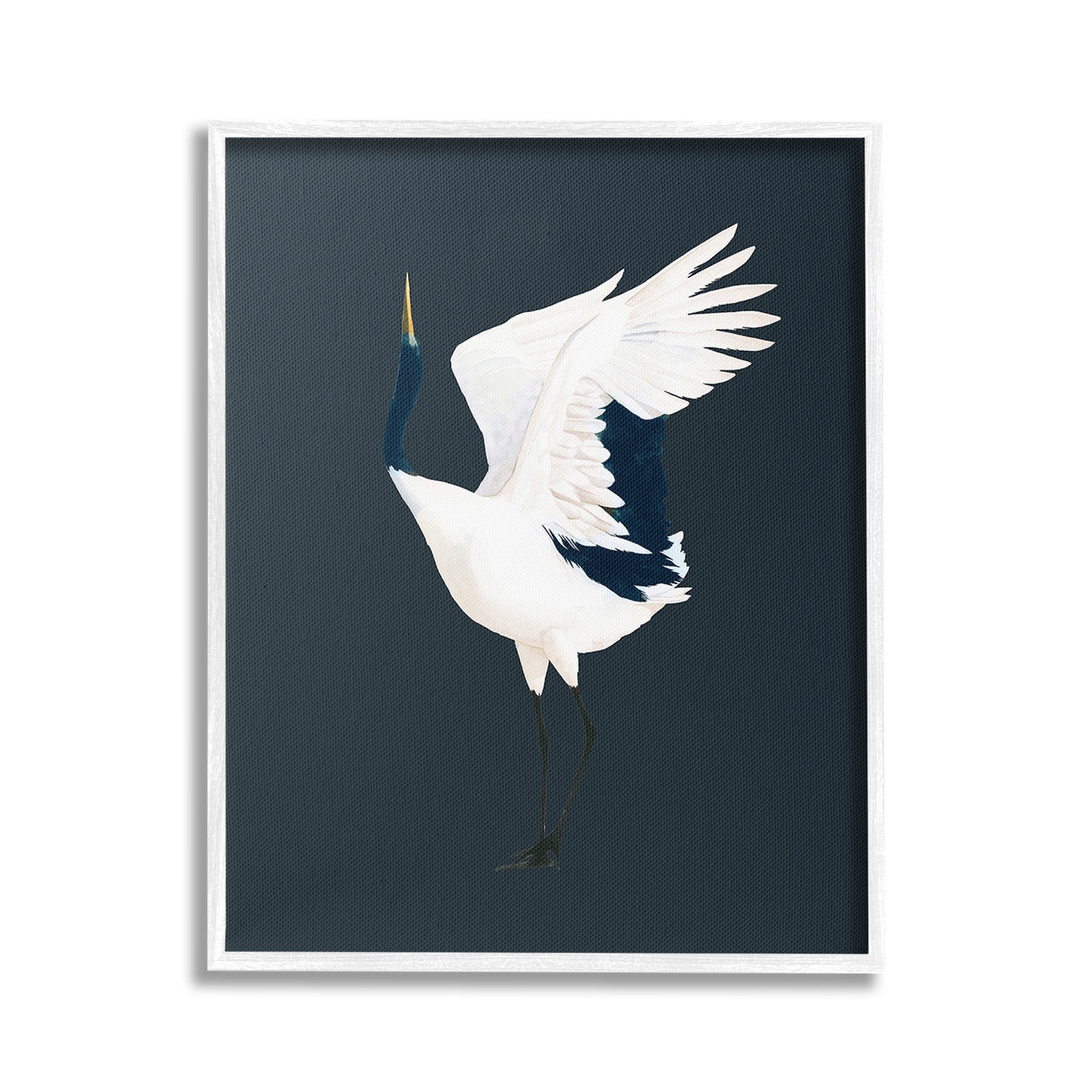 Stupell Industries Crane Bird Facing Left Animals & Insects Painting White Framed Art Print Wall Art, 16 x 20