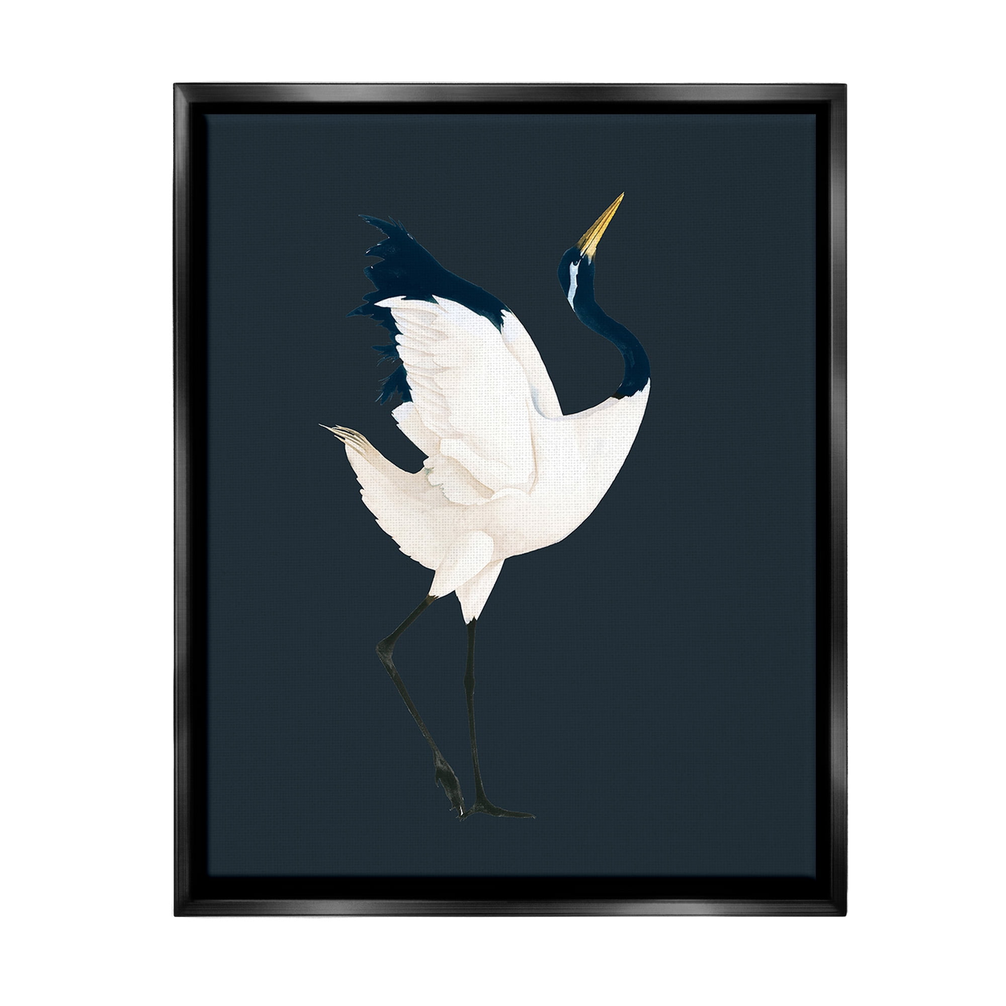 Stupell Industries Crane Bird Facing Right Animals & Insects Painting Black Floater Framed Canvas Art Print Wall Art, 25 x 31