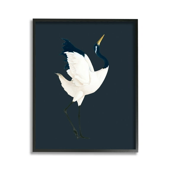 Stupell Industries Crane Bird Facing Right Animals & Insects Painting Black Framed Art Print Wall Art, 11 x 14
