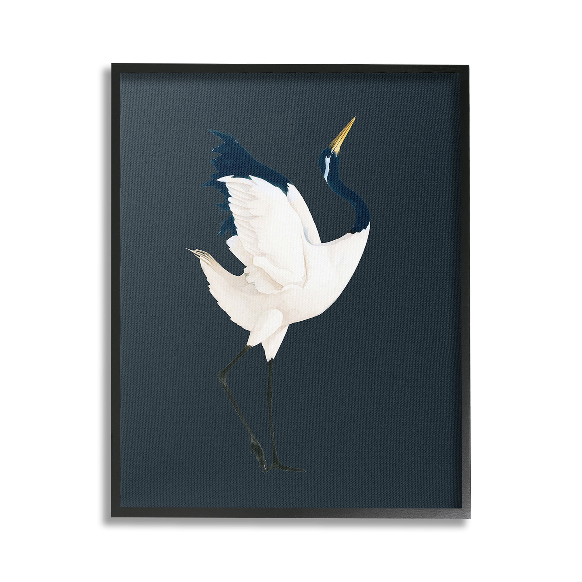 Stupell Industries Crane Bird Facing Right Animals & Insects Painting Black Framed Art Print Wall Art, 24 x 30