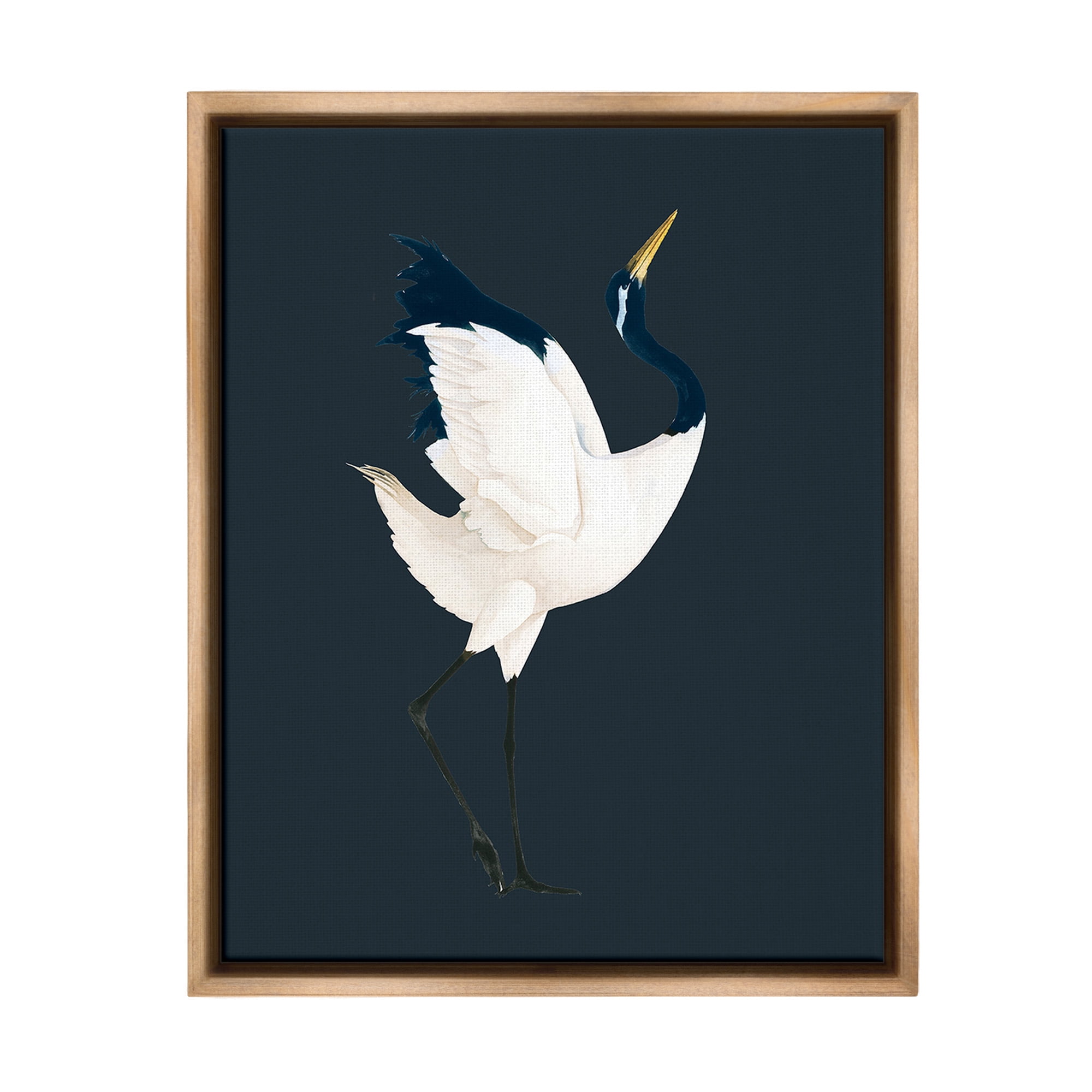 Stupell Industries Crane Bird Facing Right Animals & Insects Painting Brown Floater Framed Canvas Art Print Wall Art, 17 x 21