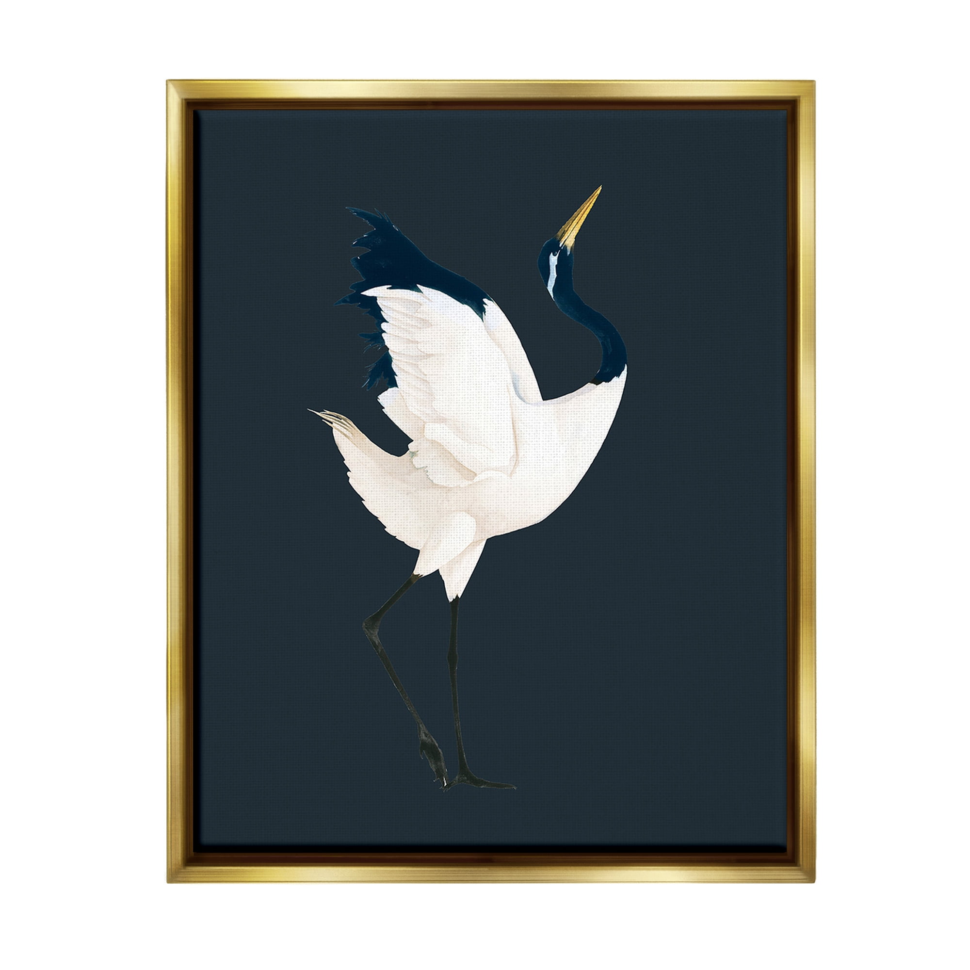 Stupell Industries Crane Bird Facing Right Animals & Insects Painting Gold Floater Framed Canvas Art Print Wall Art, 17 x 21