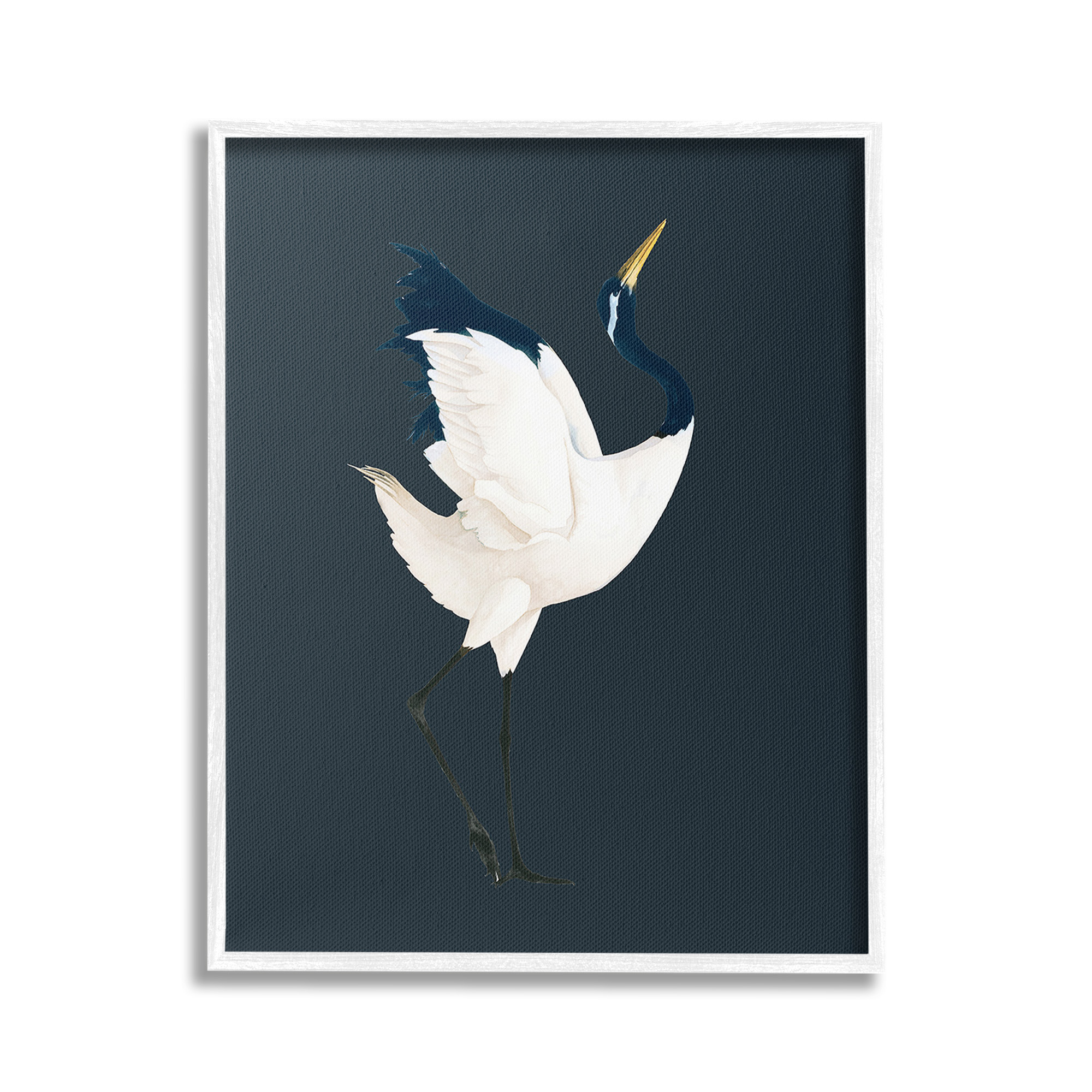 Stupell Industries Crane Bird Facing Right Animals & Insects Painting White Framed Art Print Wall Art, 16 x 20