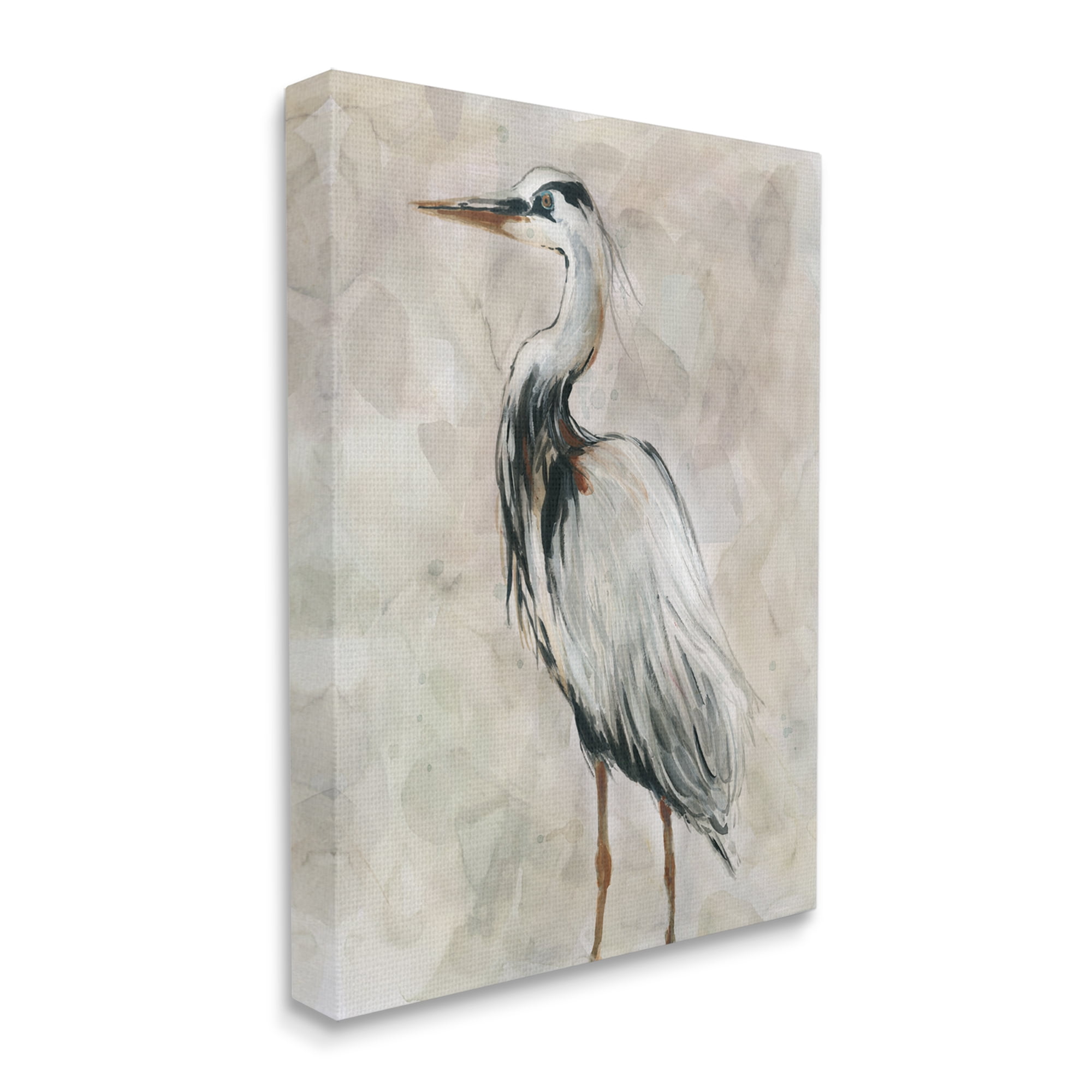 Stupell Industries Crane Bird Portrait Looking Left Neutral Watercolor Animals & Insects Painting Gallery Wrapped Canvas Print Wall Art, 36 x 48