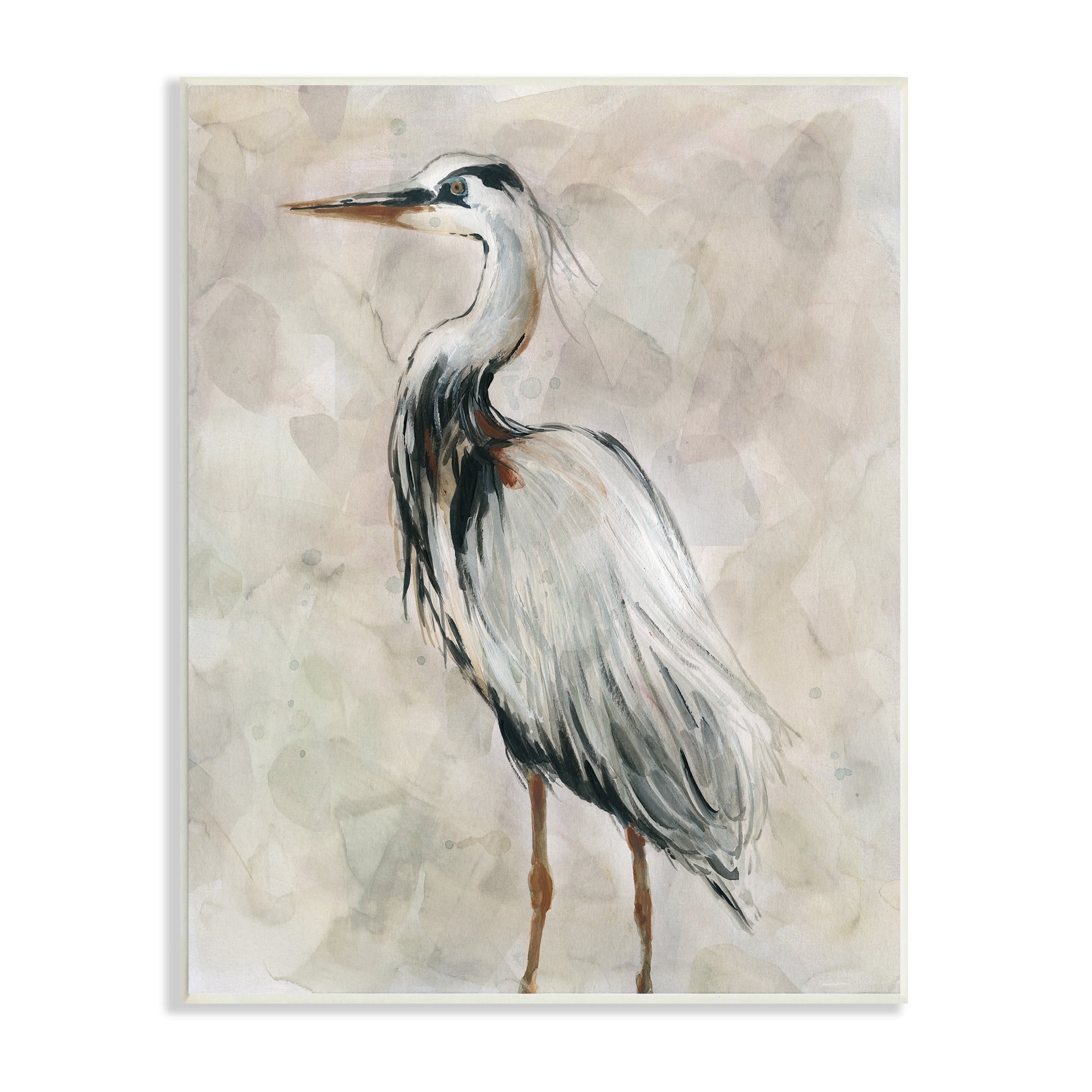 Stupell Industries Crane Bird Portrait Looking Left Neutral Watercolor Animals & Insects Painting Unframed Art Print Wall Art, 10 x 15