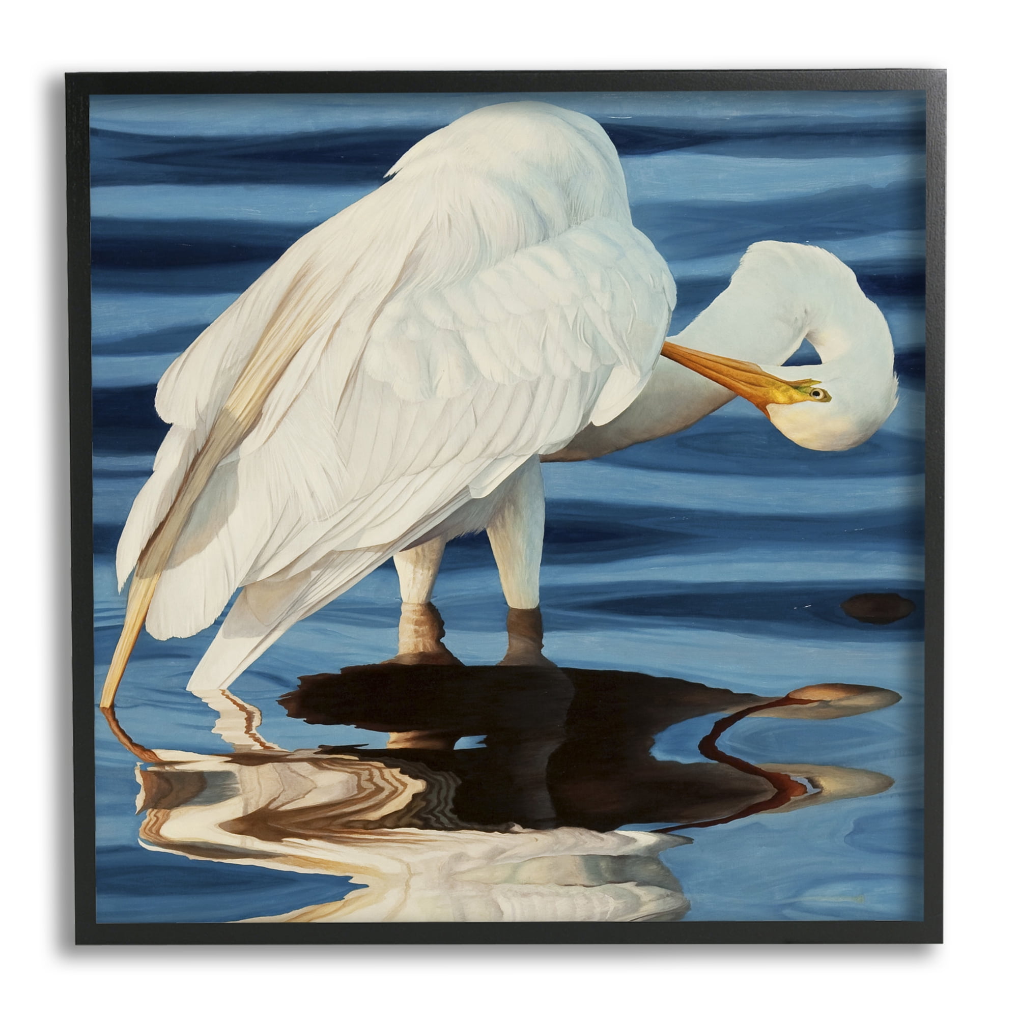 Stupell Industries Crane Bird Preening Animals & Insects Photography Black Framed Art Print Wall Art, 24 x 24
