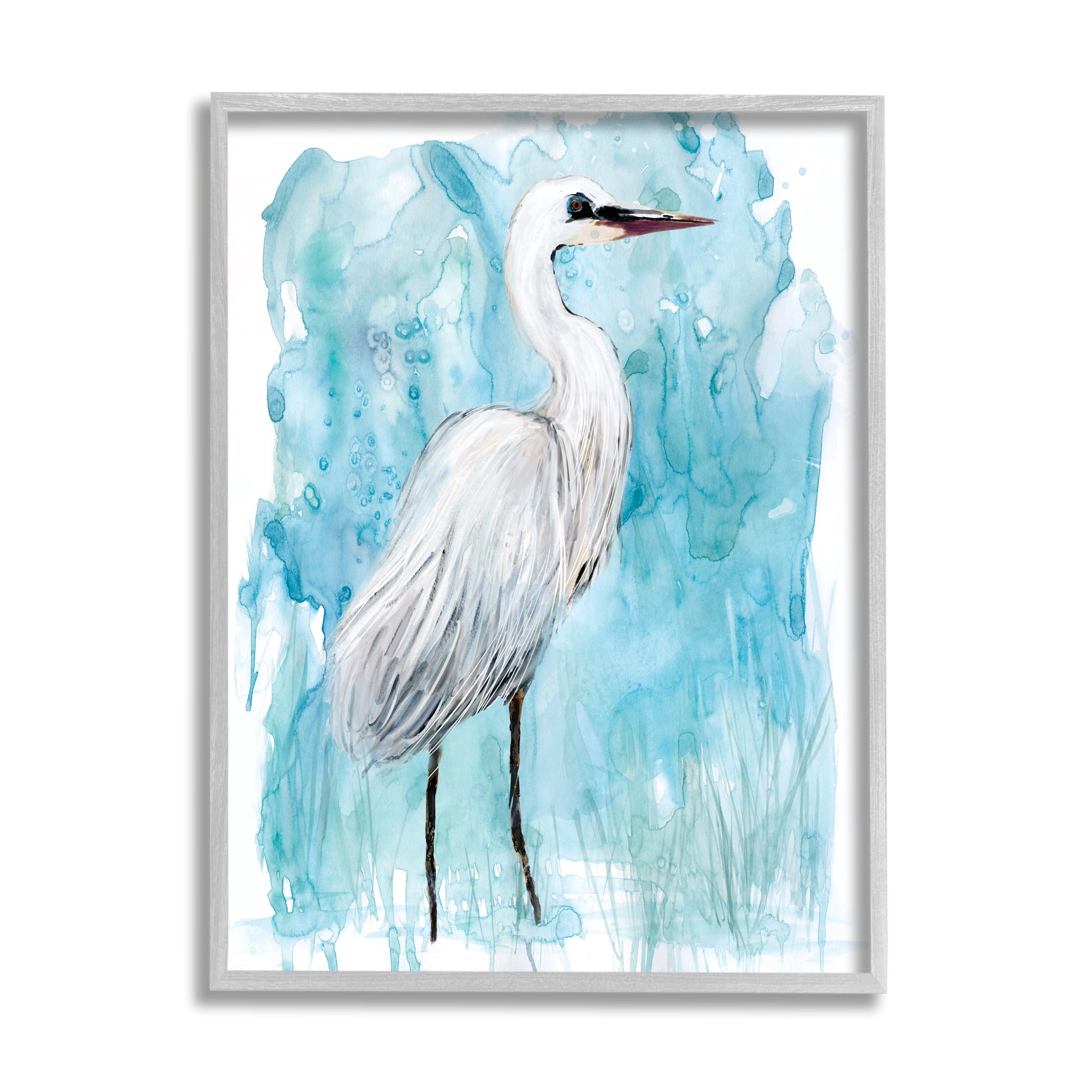 Stupell Industries Crane Bird Still Life Abstract Blue Water Marsh, 24 x 30, Design by Carol Robinson