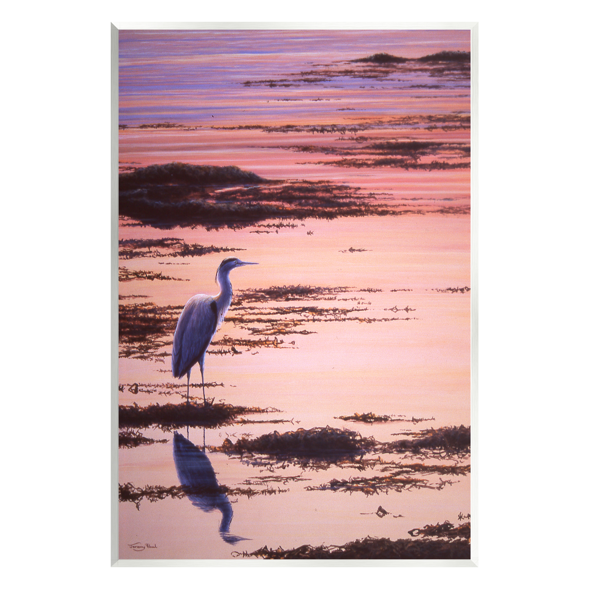 Stupell Industries Crane Bird in Sunrise Marsh Coastal Photography Unframed Art Print Wall Art
