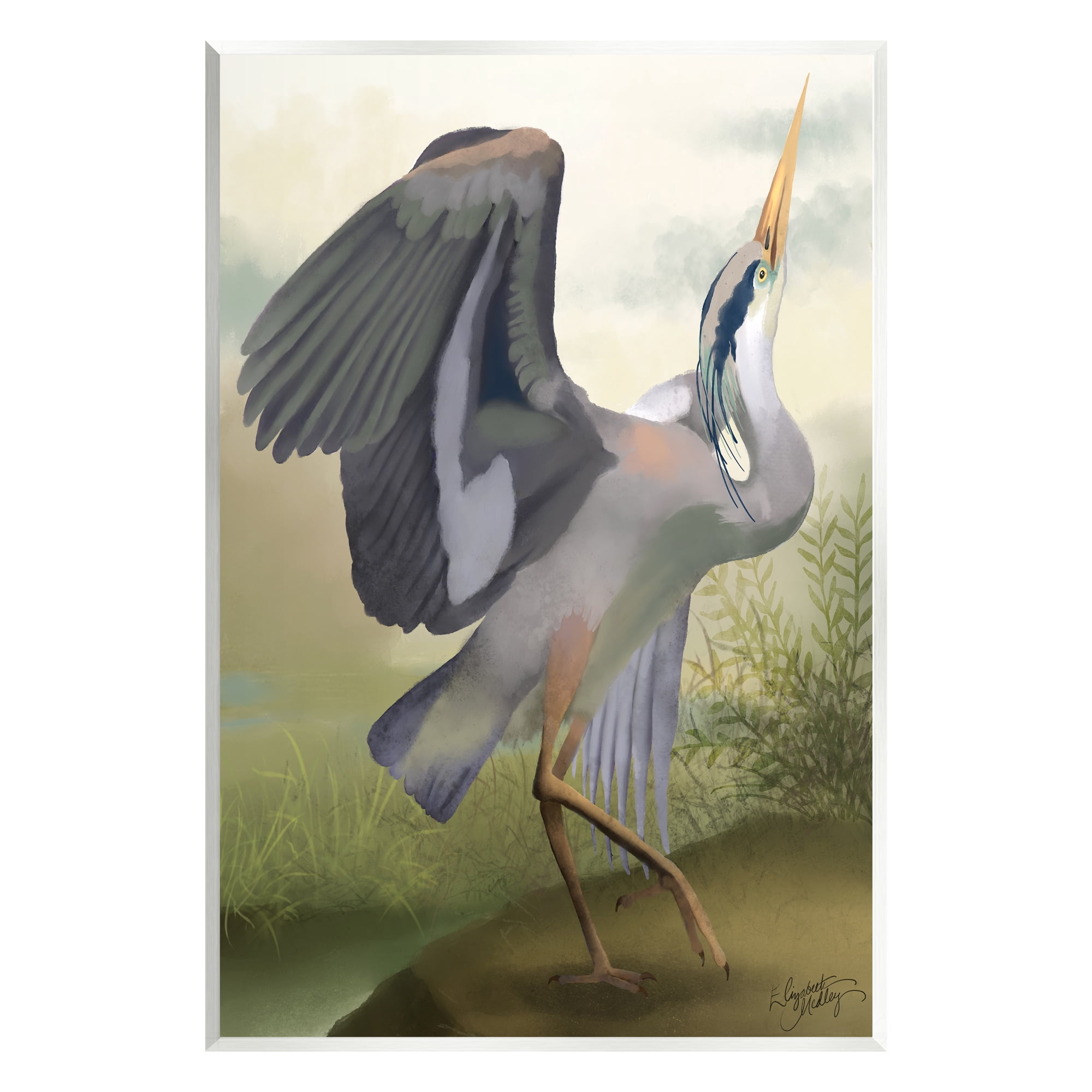 Stupell Industries Crane Dance Landscape Animals & Insects Painting Unframed Art Print Wall Art, 10 x 15