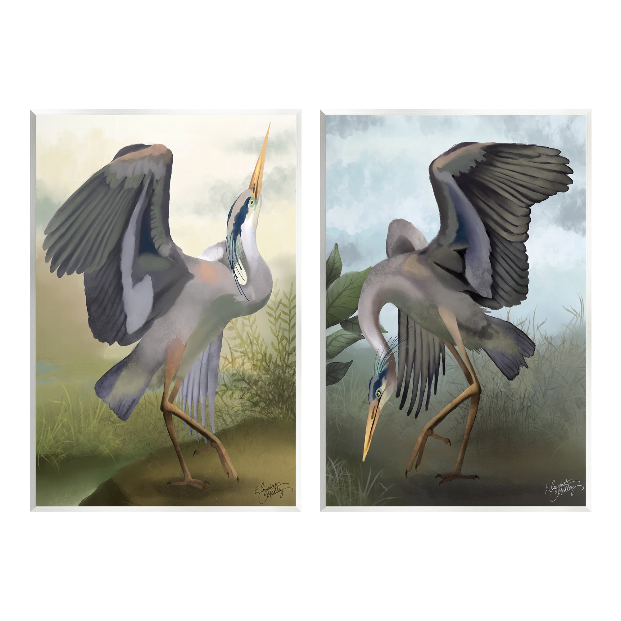 Stupell Industries Crane Dance Landscapes Animals & Insects Painting Unframed Art Print Wall Art, 10 x 15
