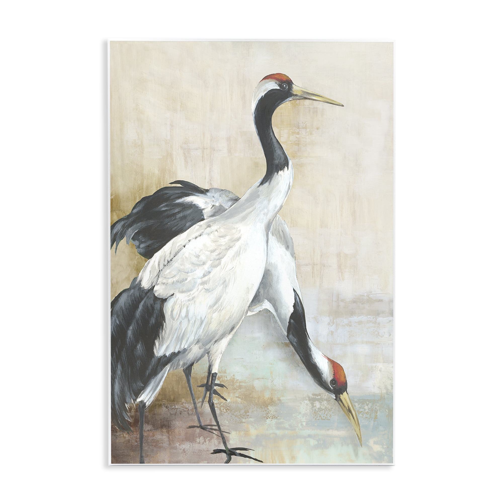 Stupell Industries Crane Duo at Riverside Animals Painting Unframed Art Print Wall Art, 13 x 19