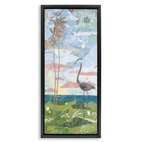 Stupell Industries Crane & Swirled Landscape Landscape Painting Black Floater Framed Canvas Art Print Wall Art, 11 x 25