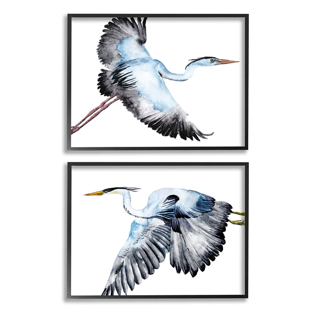 Stupell Industries Cranes Flying in Sky Blue Black Birds Black Framed by Melissa Wang