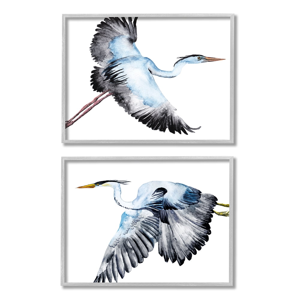 Stupell Industries Cranes Flying in Sky Blue Black Birds Gray Framed by Melissa Wang