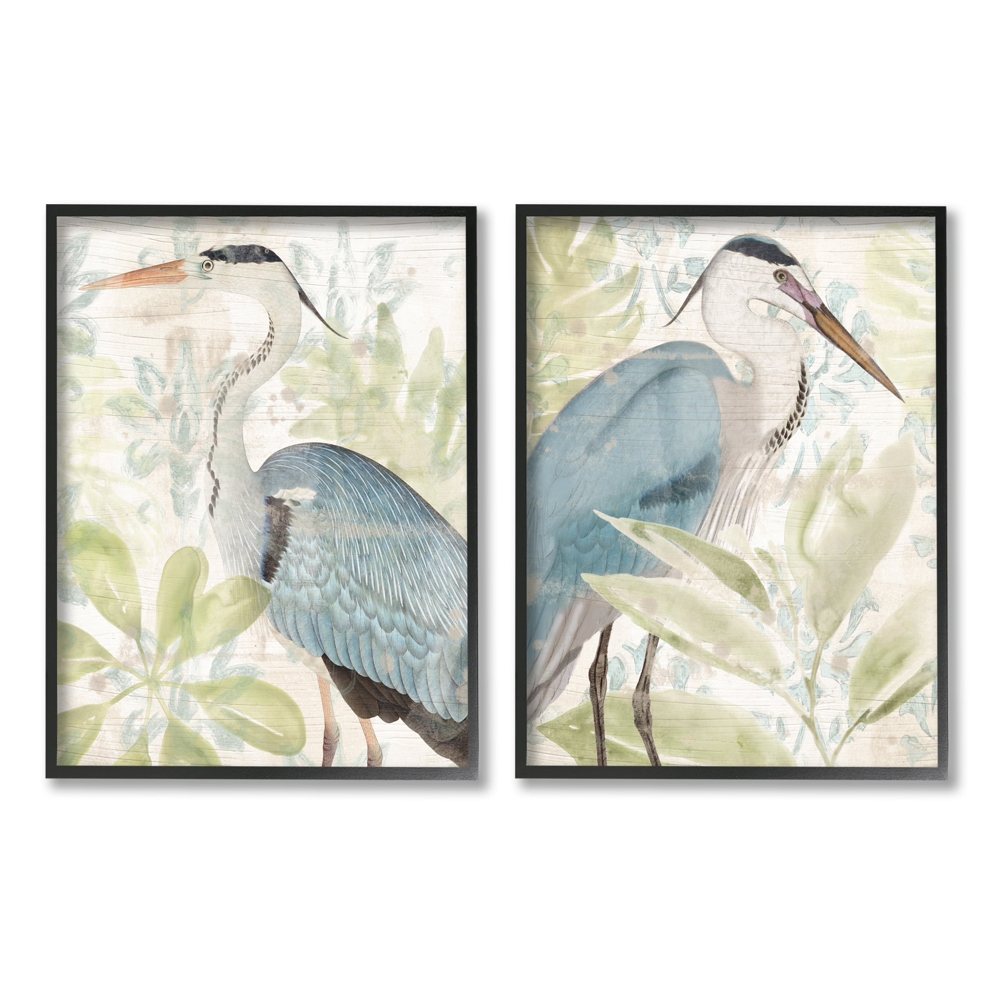 Stupell Industries Cranes & Tropical Plants Animals & Insects Painting Black Framed Art Print Wall Art, 24 x 30