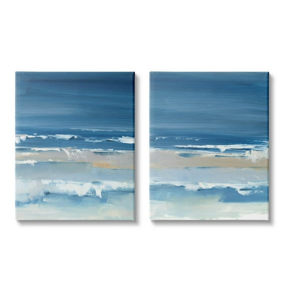 Stupell Industries Crashing Beach Wave Shore Painting Gallery Wrapped Canvas Print Wall Art, Set of 2, Design by Ethan Harper