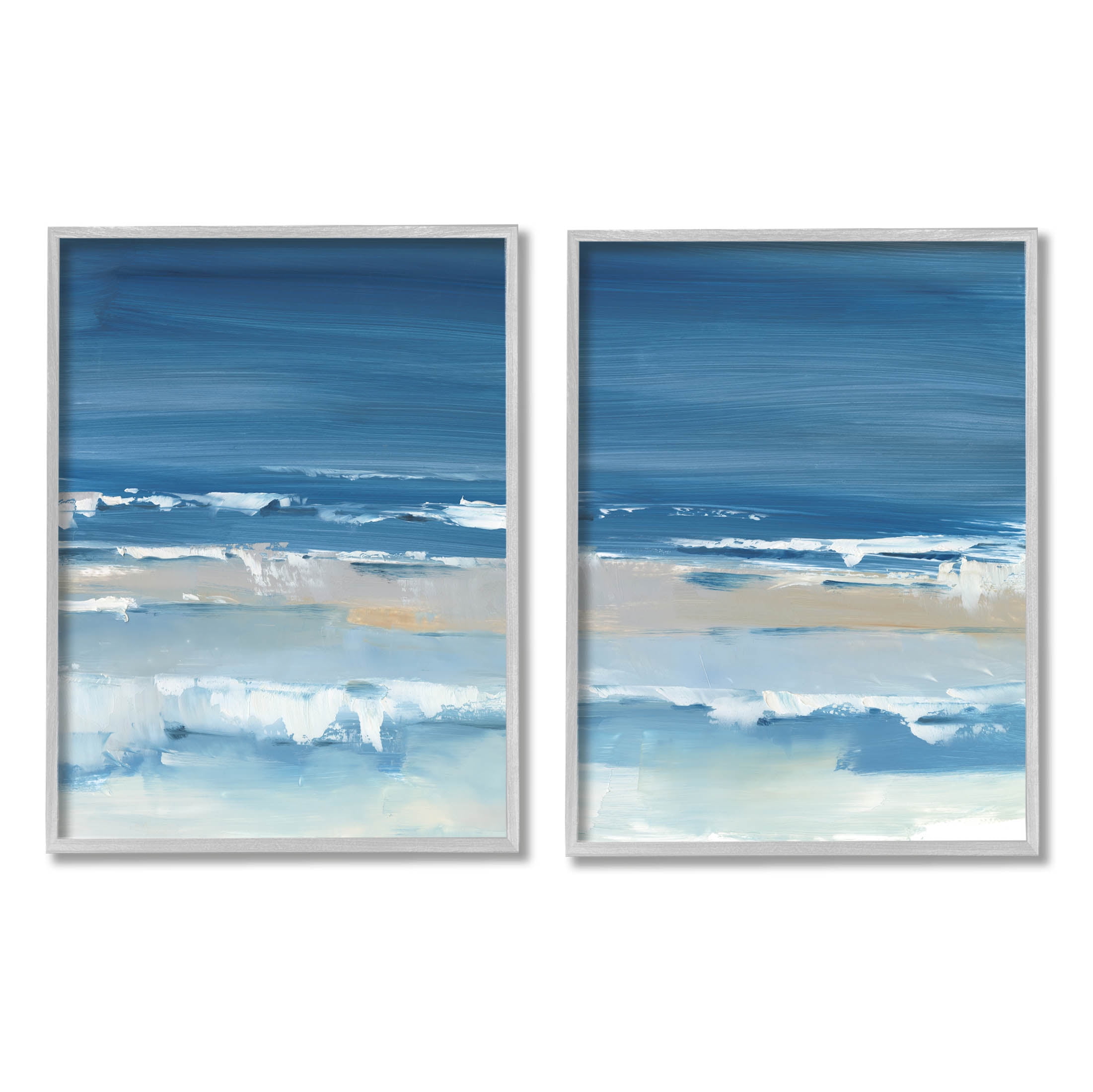 Stupell Industries Crashing Beach Wave Shore Painting Gray Framed Art ...