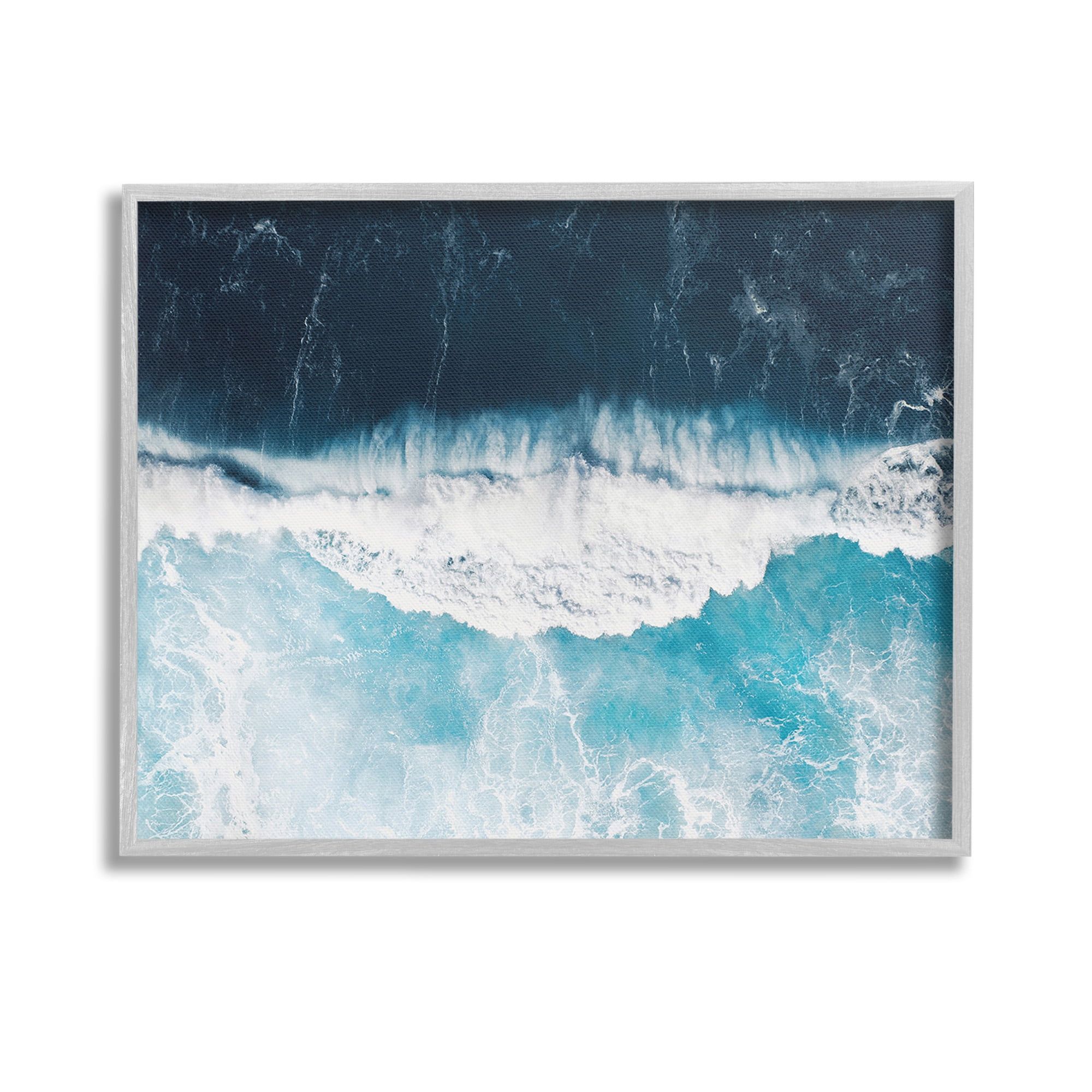 Stupell Industries Crashing Ocean Waves Landscape Photography Gray Framed Art Print Wall Art, 14 x 11