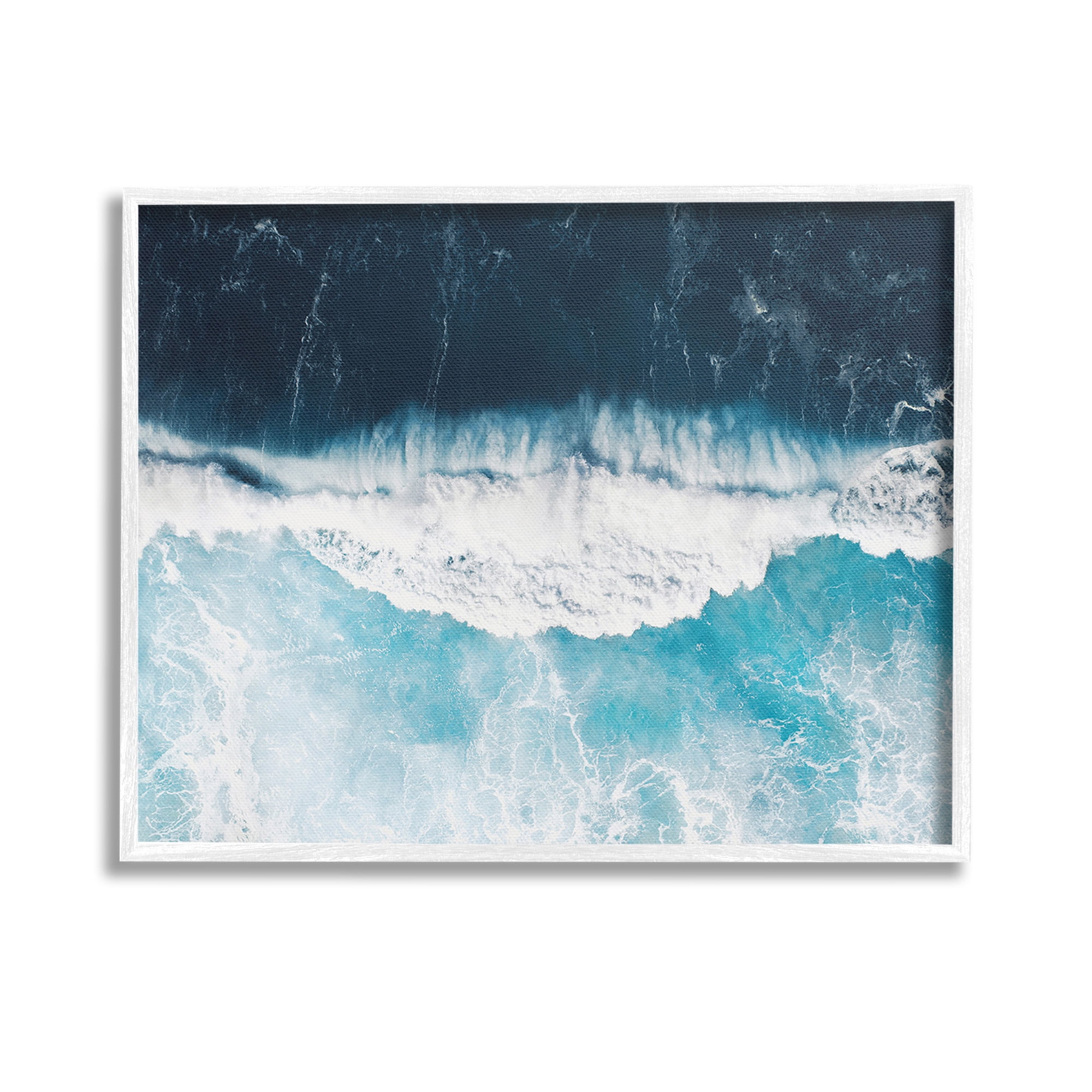 Stupell Industries Crashing Ocean Waves Landscape Photography White Framed Art Print Wall Art, 14 x 11