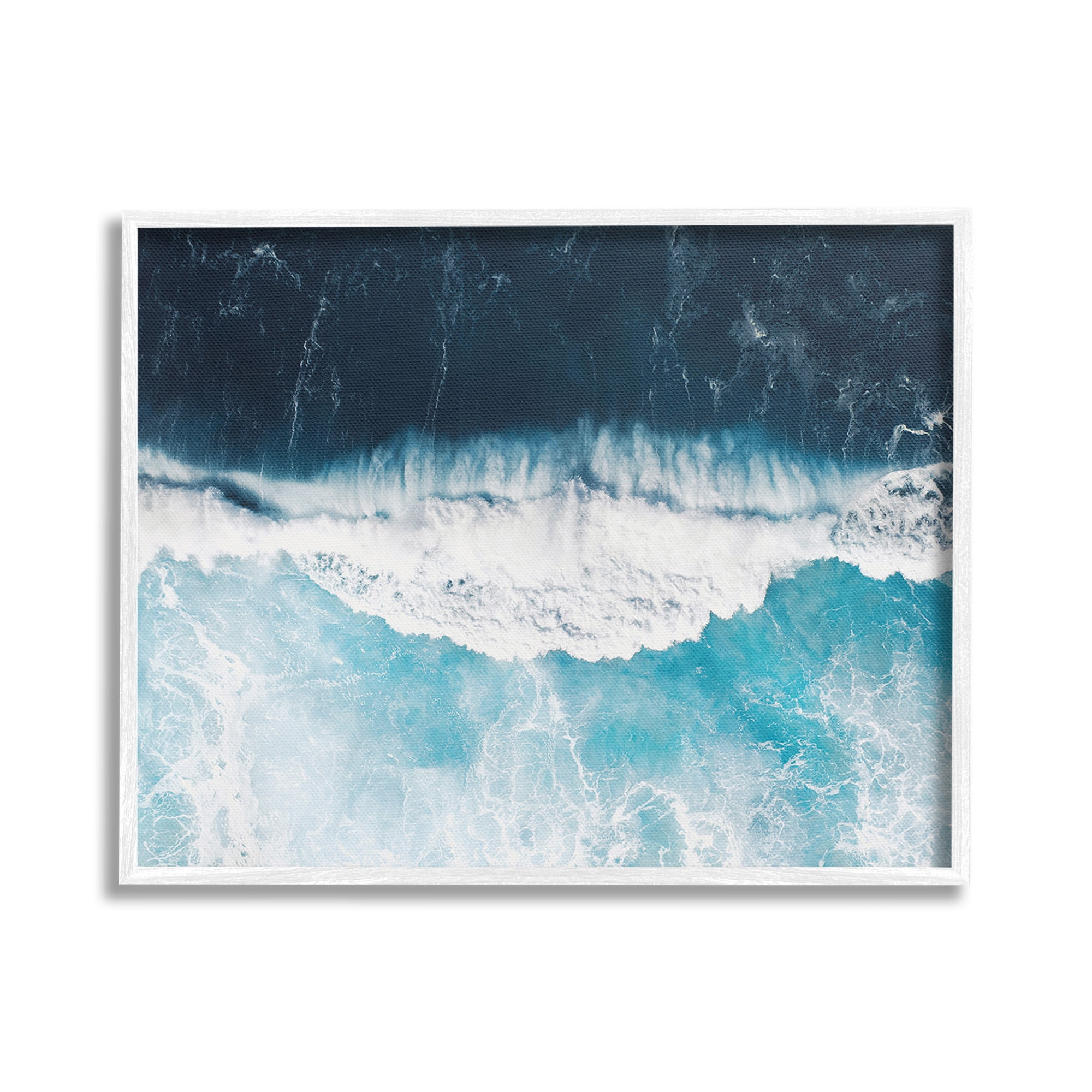 Stupell Industries Crashing Ocean Waves Landscape Photography White Framed Art Print Wall Art, 30 x 24